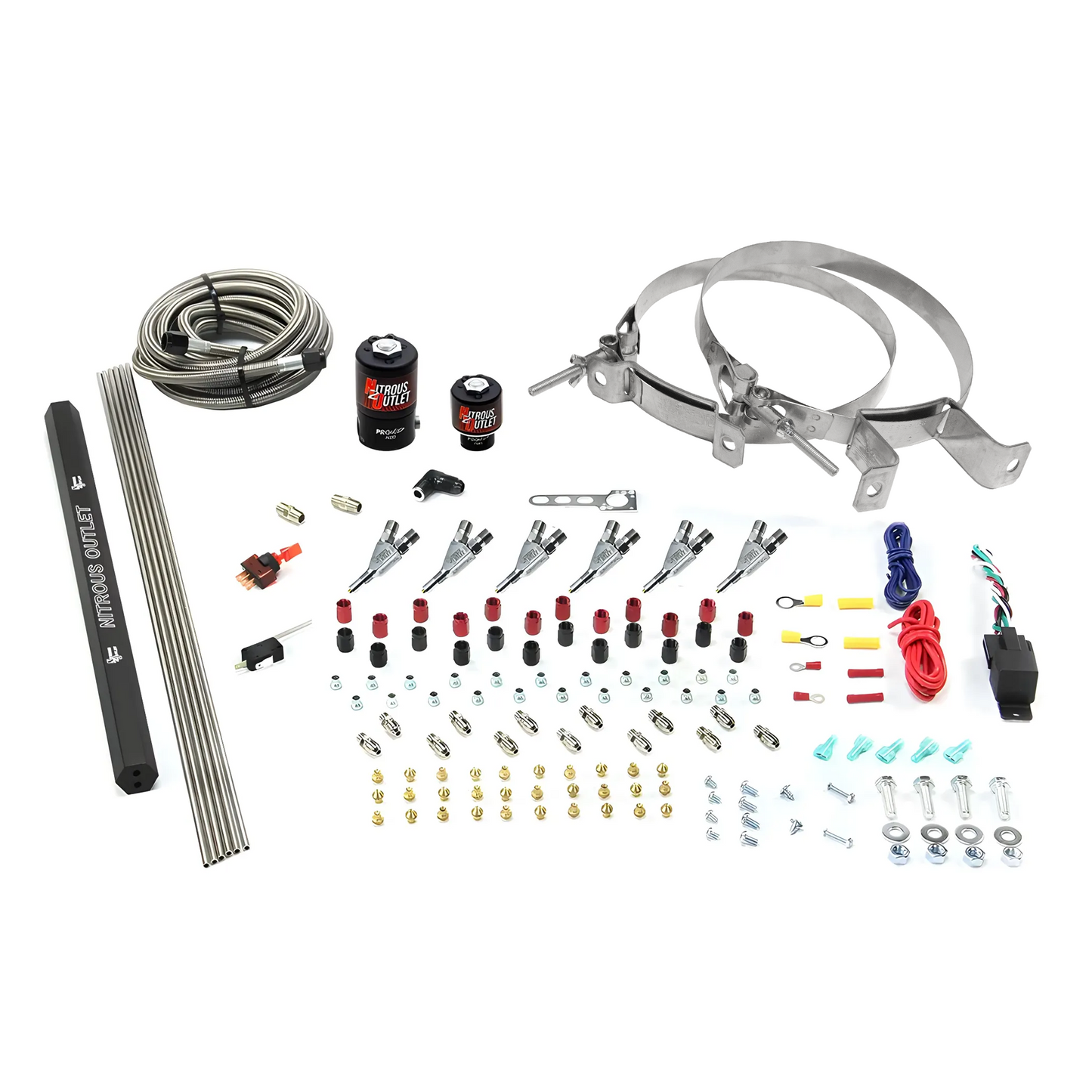 6 Cylinder 2 Solenoid Direct Port System With Single Injection Rail and Straight Blow Through Nozzles, High Fuel Pressure Gas