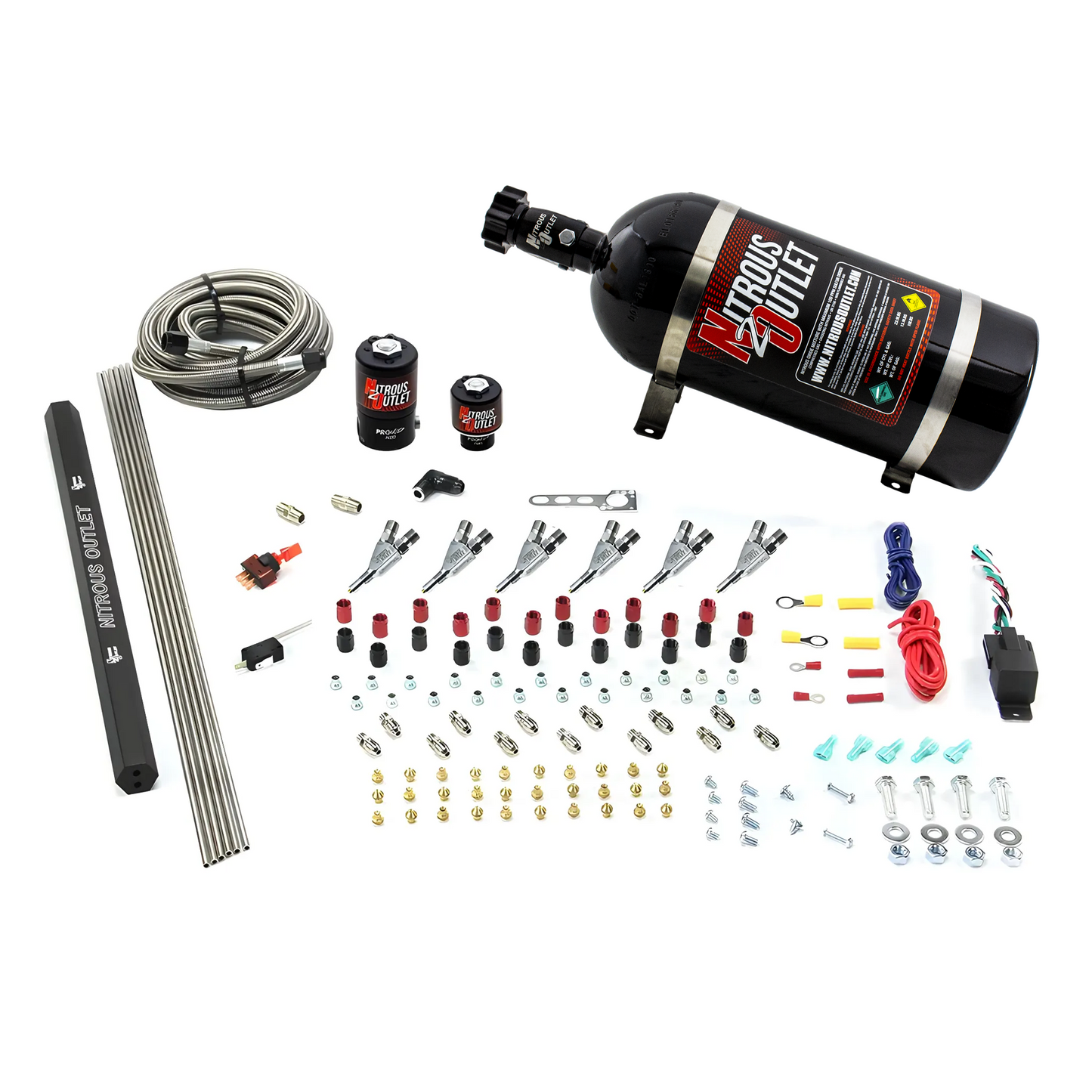 6 Cylinder 2 Solenoid Direct Port System With Single Injection Rail and Straight Blow Through Nozzles, High Fuel Pressure Gas