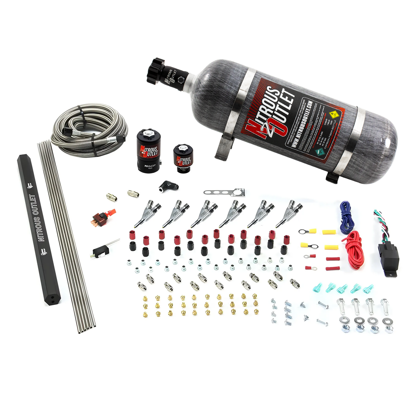 6 Cylinder 2 Solenoid Direct Port System With Single Injection Rail and Straight Blow Through Nozzles, High Fuel Pressure Gas