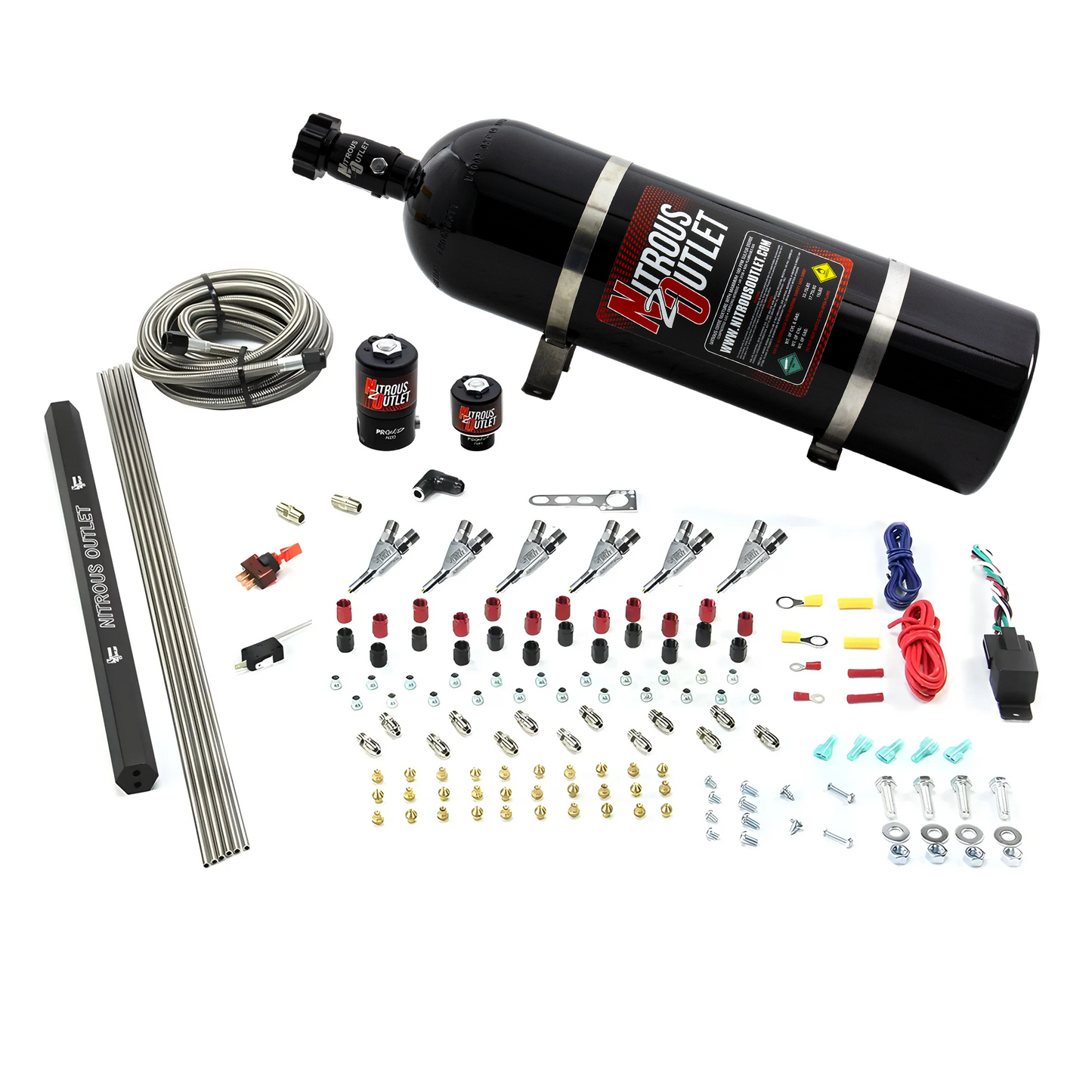 6 Cylinder 2 Solenoid Direct Port System With Single Injection Rail and Straight Blow Through Nozzles, High Fuel Pressure Gas