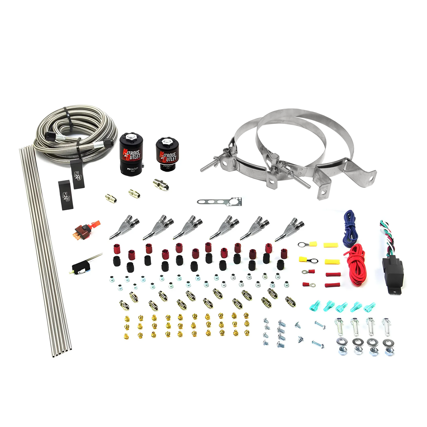 6 Cylinder 2 Solenoid Direct Port System With Distribution Blocks and Straight Blow Through Nozzles, High Fuel Pressure E85