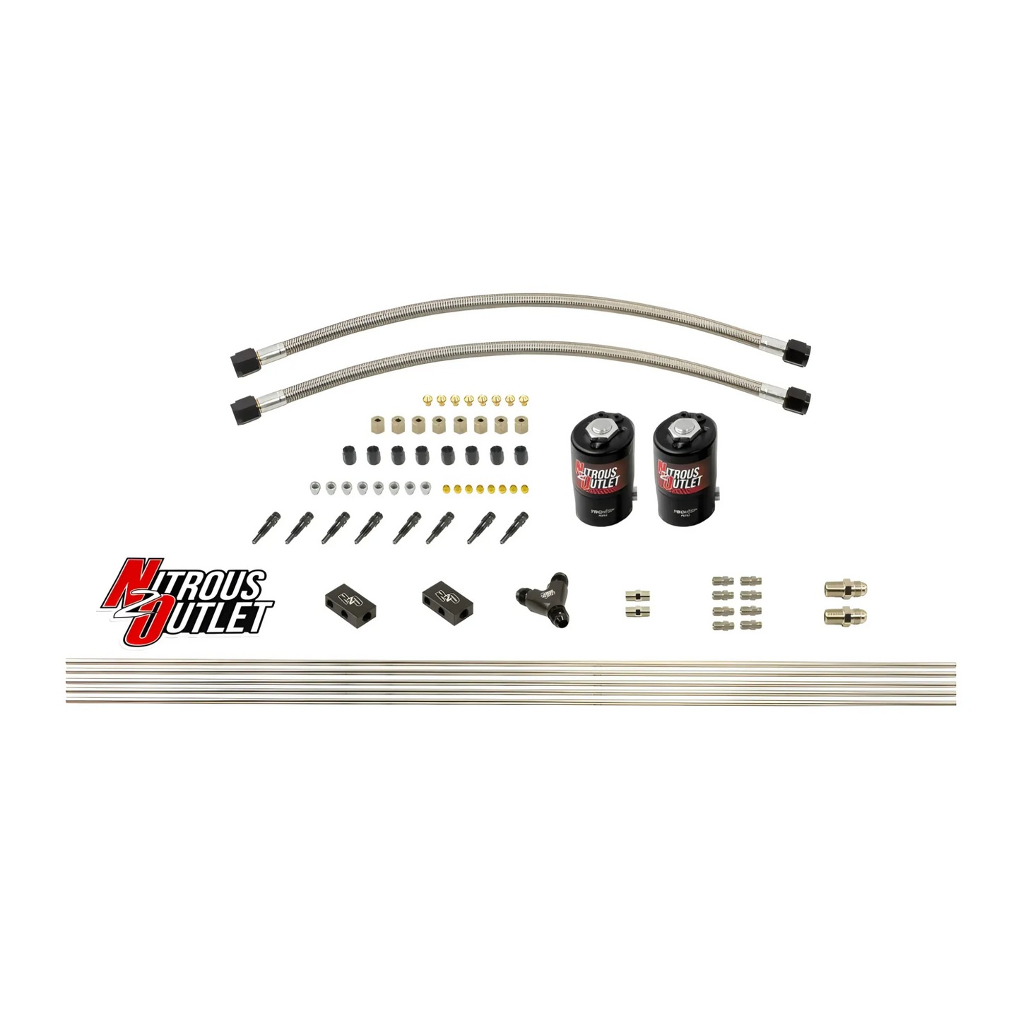 Dry 8 Cylinder 2 Solenoid Forward Direct Port Conversion Kit - .112" Orifice - Straight Blow Through Nozzles