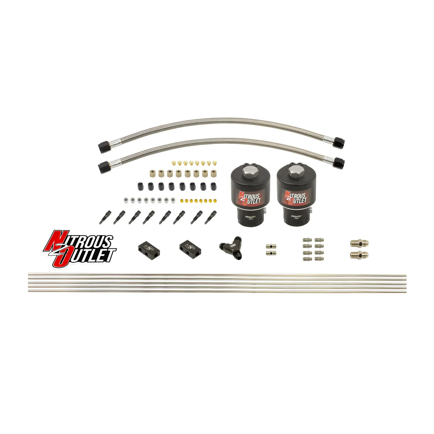 Dry 8 Cylinder 2 Solenoid Forward Direct Port Conversion Kit - .178" Orifice - Straight Blow Through Nozzles