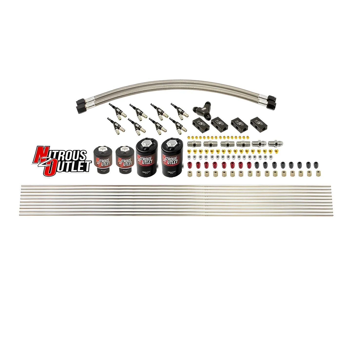 8 Cylinder Solenoids Forward Direct Port Conversion Kit - .112 Nitrous/.177 Fuel - 7 PSI