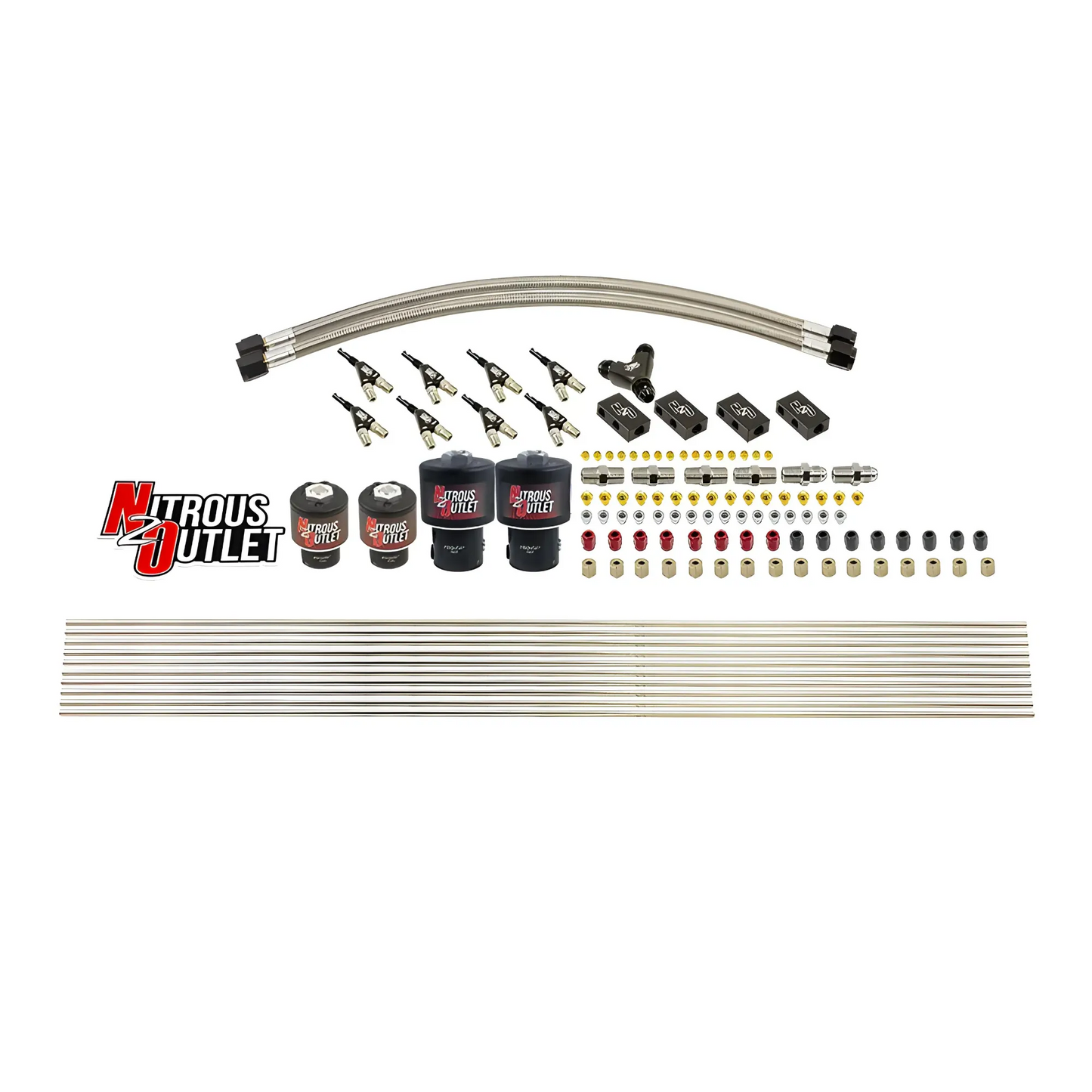 8 Cylinder Solenoids Forward Direct Port Conversion Kit - .178 Nitrous/.177 Fuel - 7 PSI