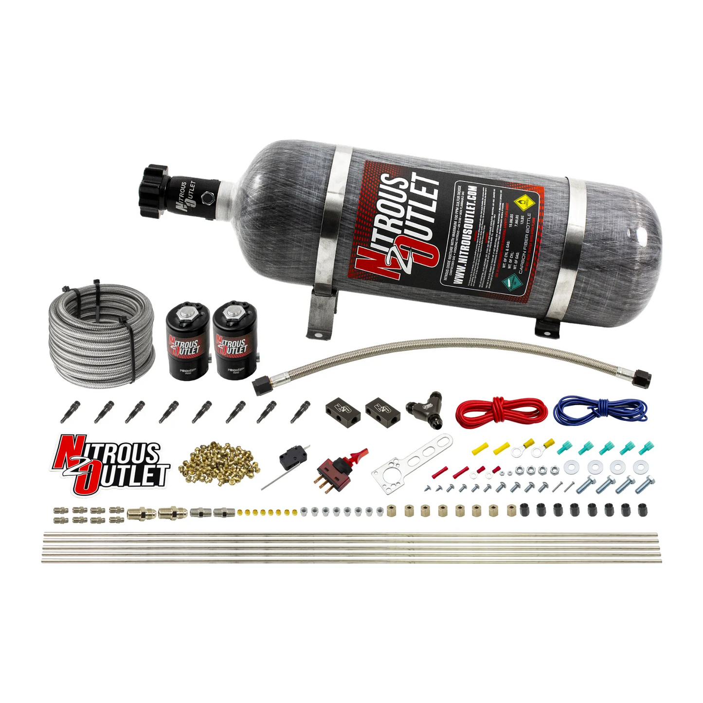8 Cylinder Dry Direct Port System - .122 Nitrous - Straight Blow Through Nozzles
