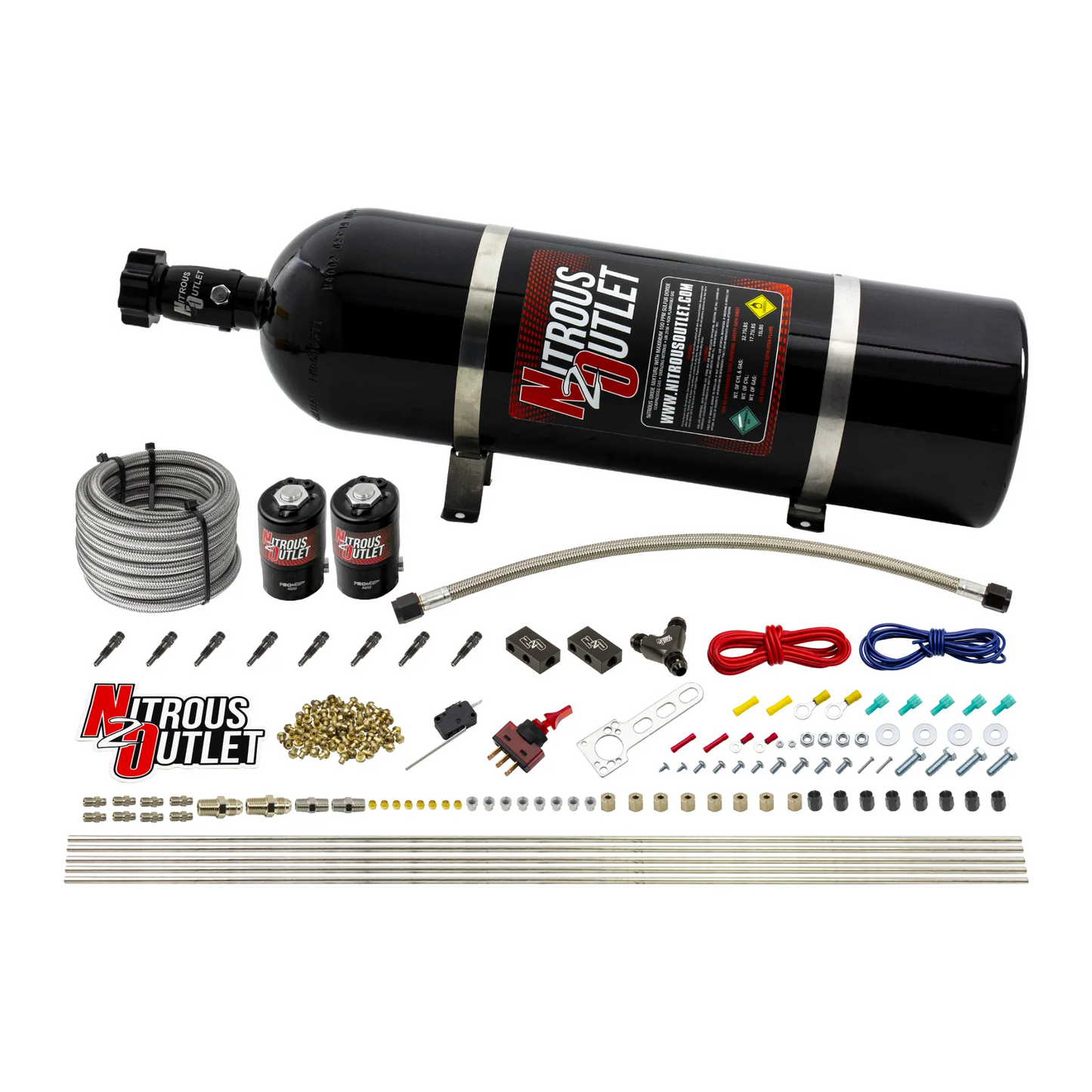 8 Cylinder Dry Direct Port System - .122 Nitrous - Straight Blow Through Nozzles