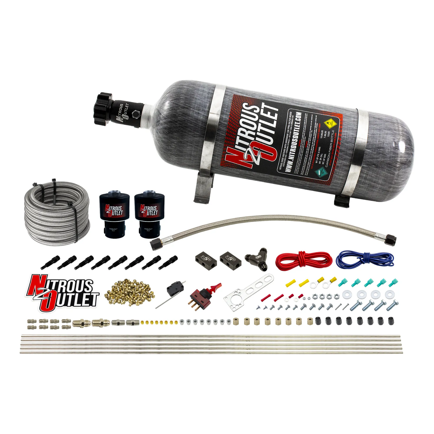 8 Cylinder Dry Direct Port System - .178 Nitrous - Straight Blow Through Nozzles