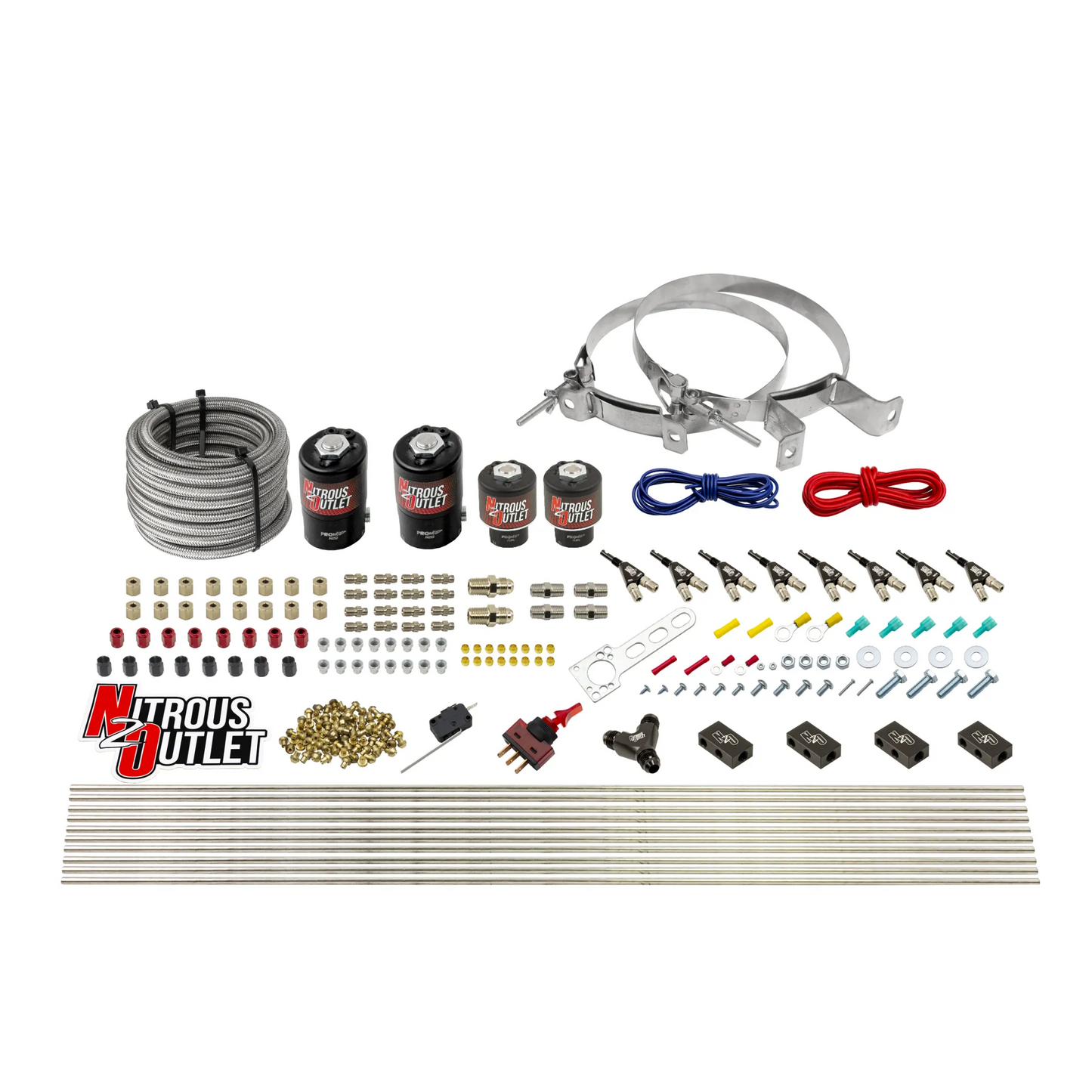 8 Cylinder Single Stage Direct Port Nitrous System - .122 Nitrous/.177 Fuel Solenoids - Alcohol