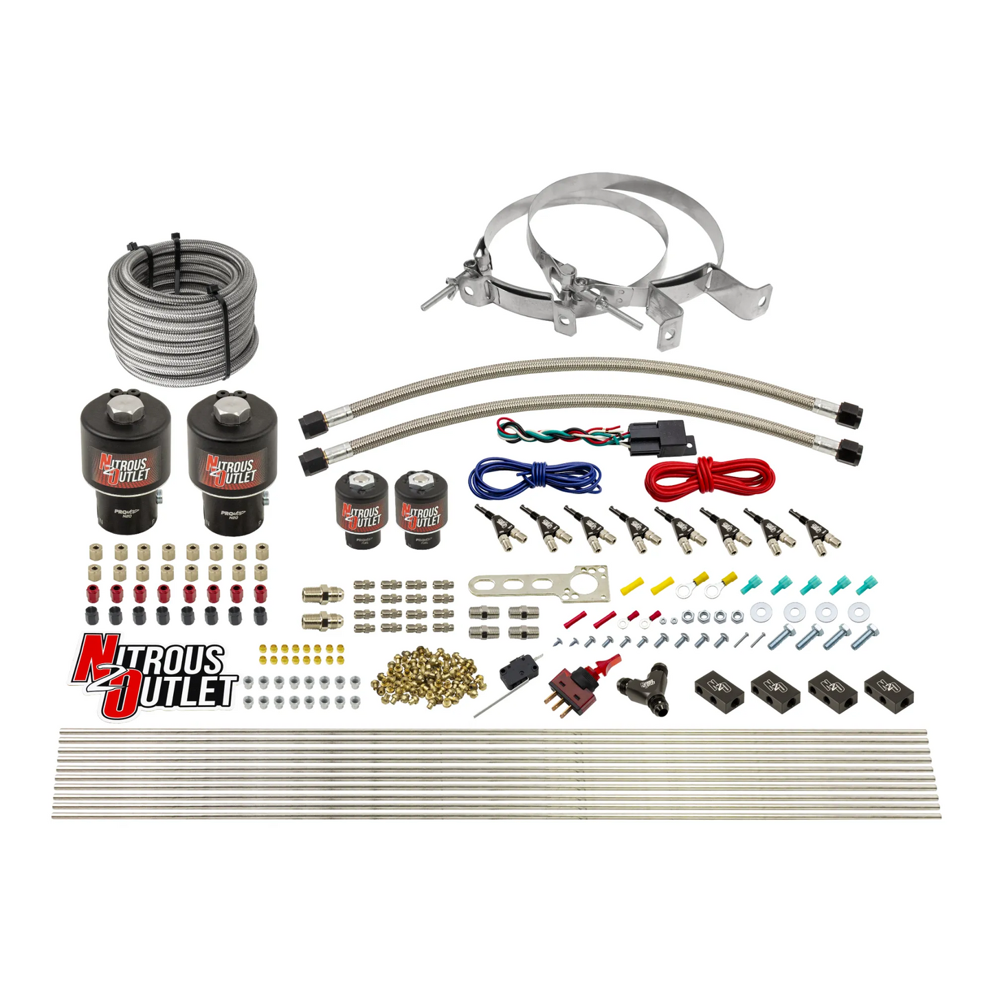 8 Cylinder Single Stage Direct Port Nitrous System - .178 Nitrous/.177 Fuel Solenoids - Alcohol
