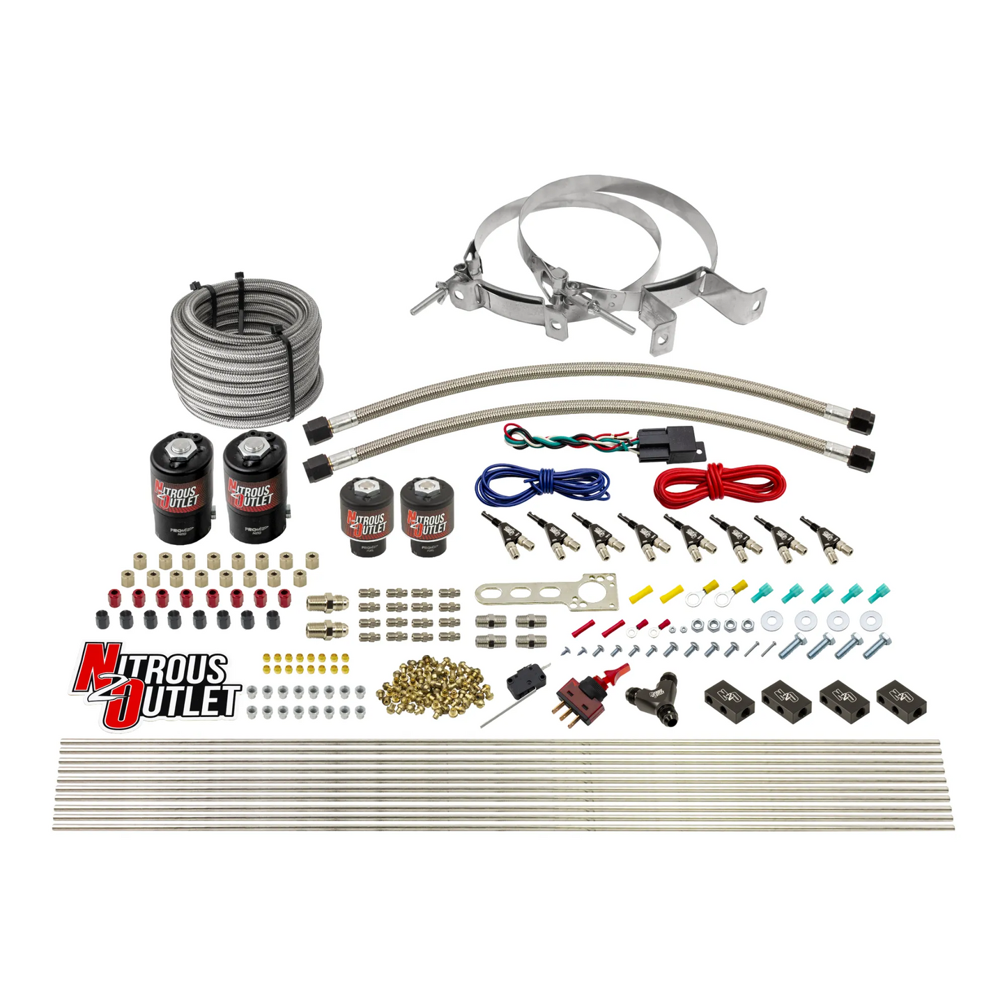 8 Cylinder Single Stage Direct Port Nitrous System - .122 Nitrous/.177 Fuel Solenoids - E85