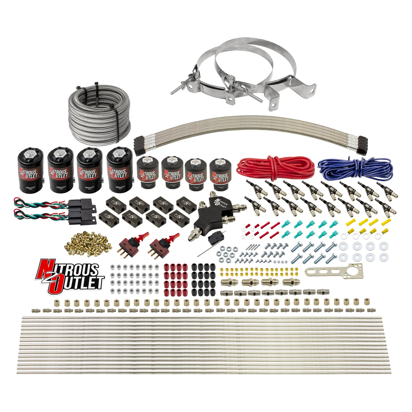 8 Cylinder Dual Stage Direct Port Nitrous System - .122 Nitrous/.177 Fuel Solenoids - E85