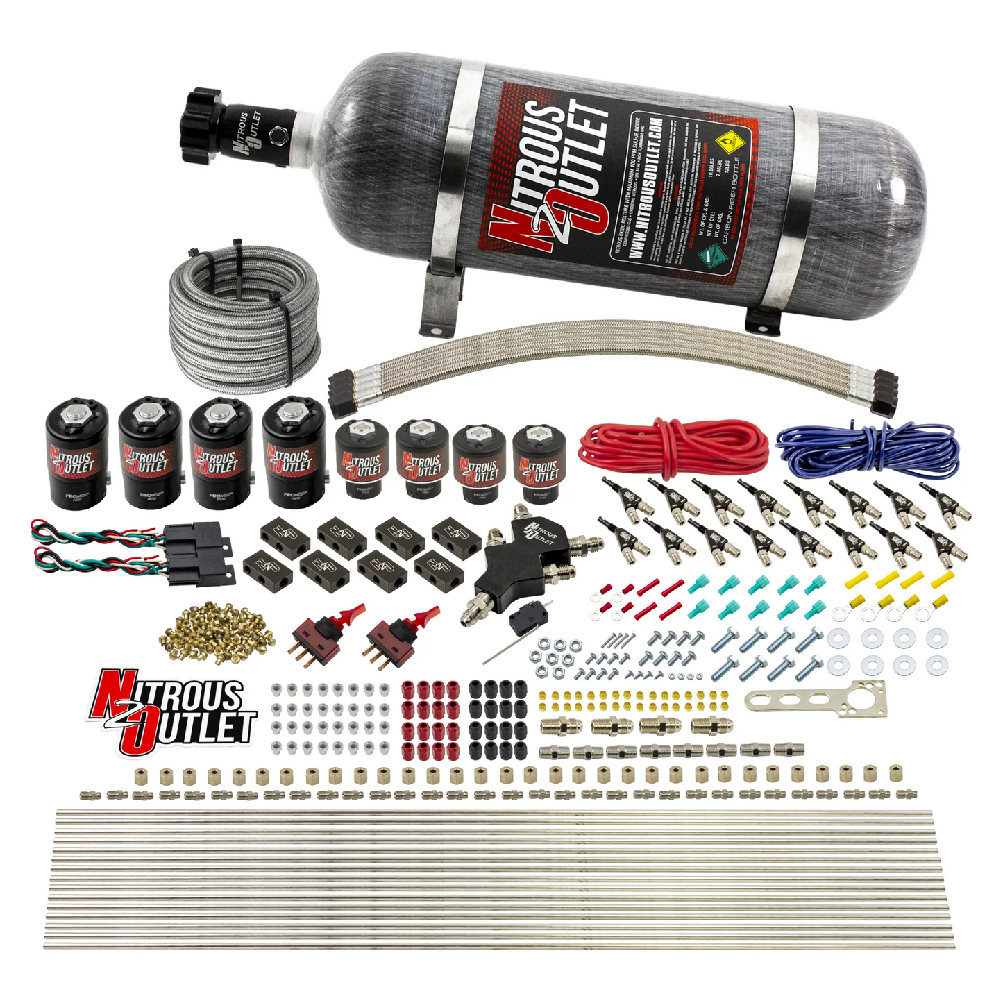 8 Cylinder Dual Stage Direct Port Nitrous System - .112 Nitrous/.177 Fuel Solenoids - E85