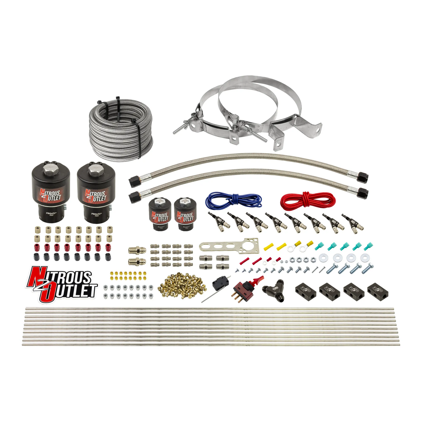 8 Cylinder Single Stage Direct Port Nitrous System - .178 Nitrous/.177 Fuel Solenoids - E85