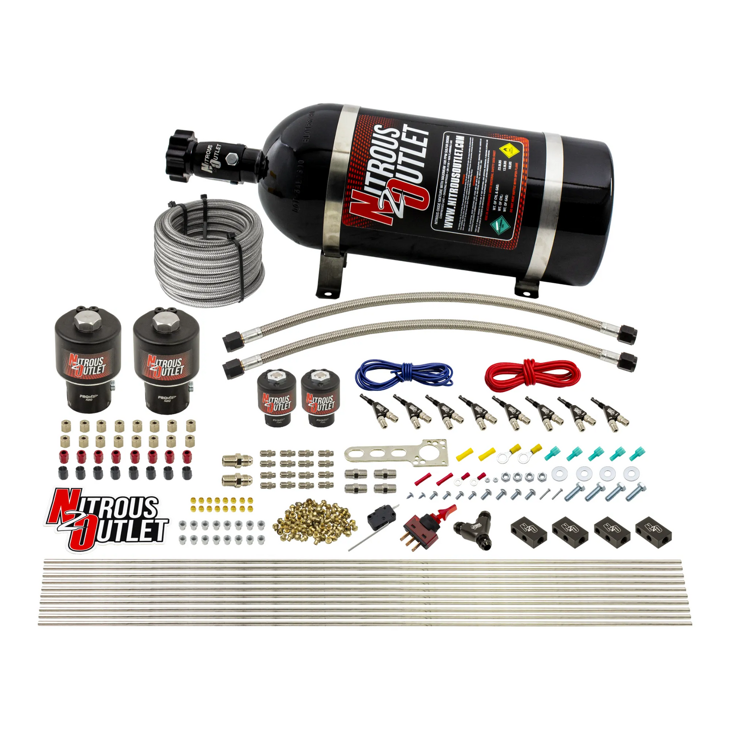 8 Cylinder Single Stage Direct Port Nitrous System - .178 Nitrous/.177 Fuel Solenoids - E85