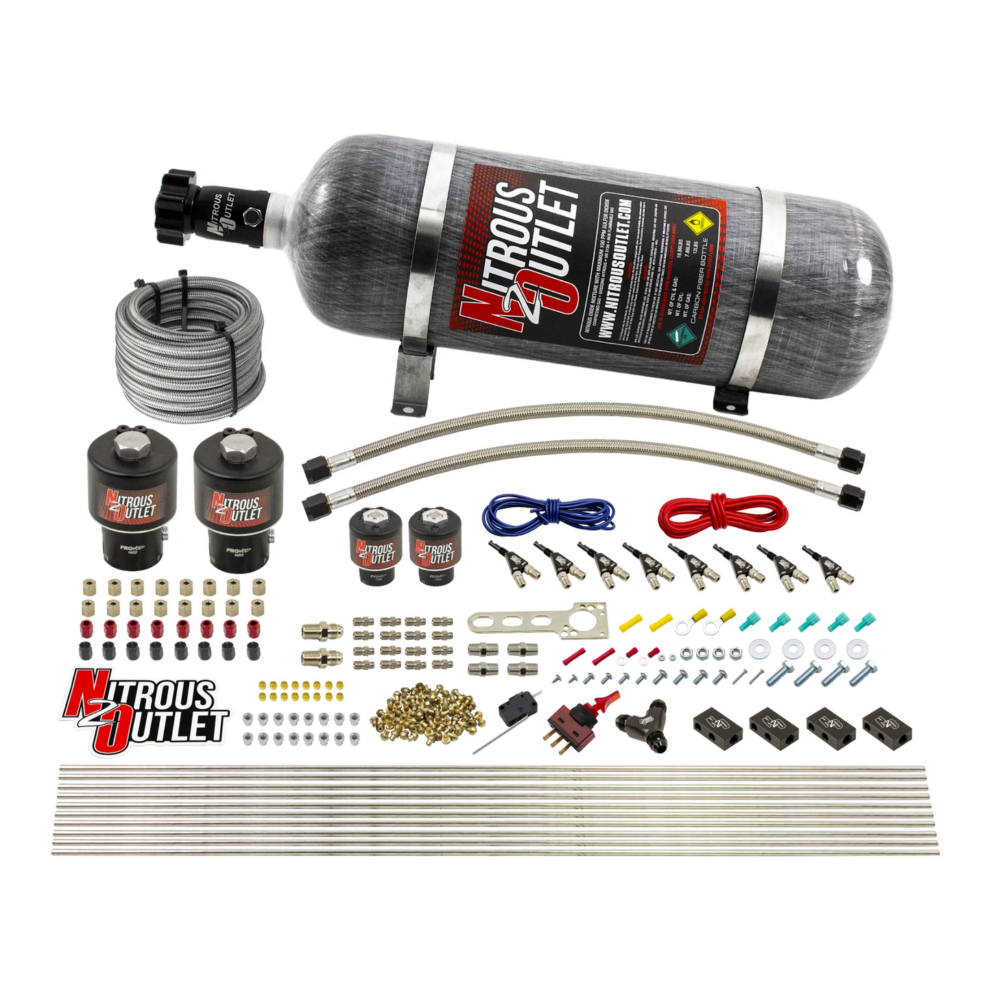 8 Cylinder Single Stage Direct Port Nitrous System - .178 Nitrous/.177 Fuel Solenoids - E85