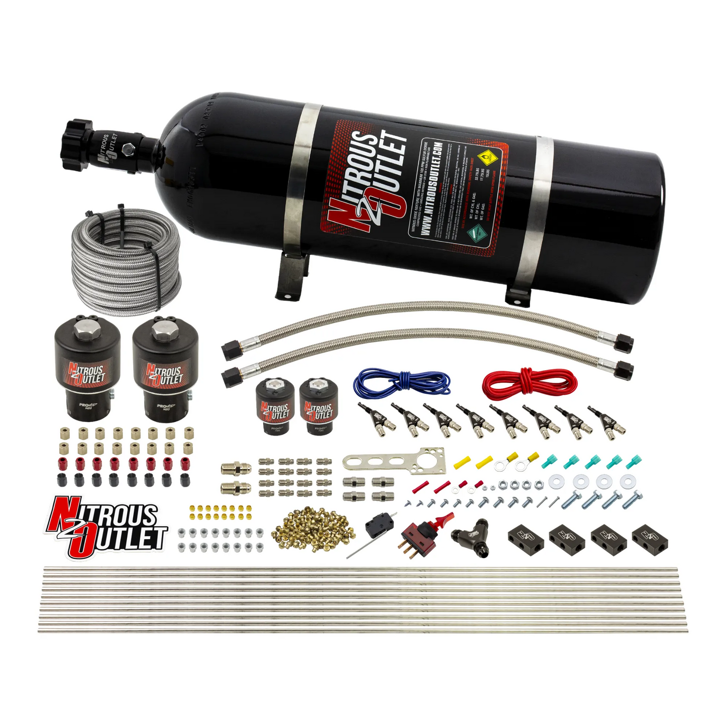 8 Cylinder Single Stage Direct Port Nitrous System - .178 Nitrous/.177 Fuel Solenoids - E85