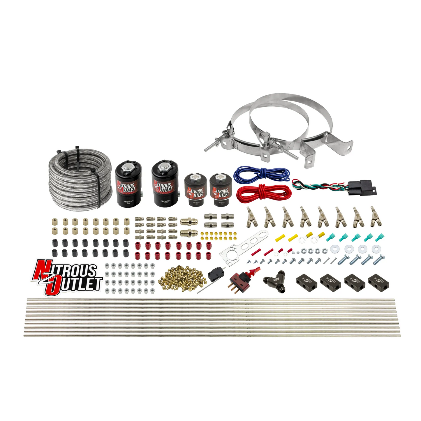8 Cylinder Single Stage Direct Port Nitrous System - .122 Nitrous/.177 Fuel Solenoids