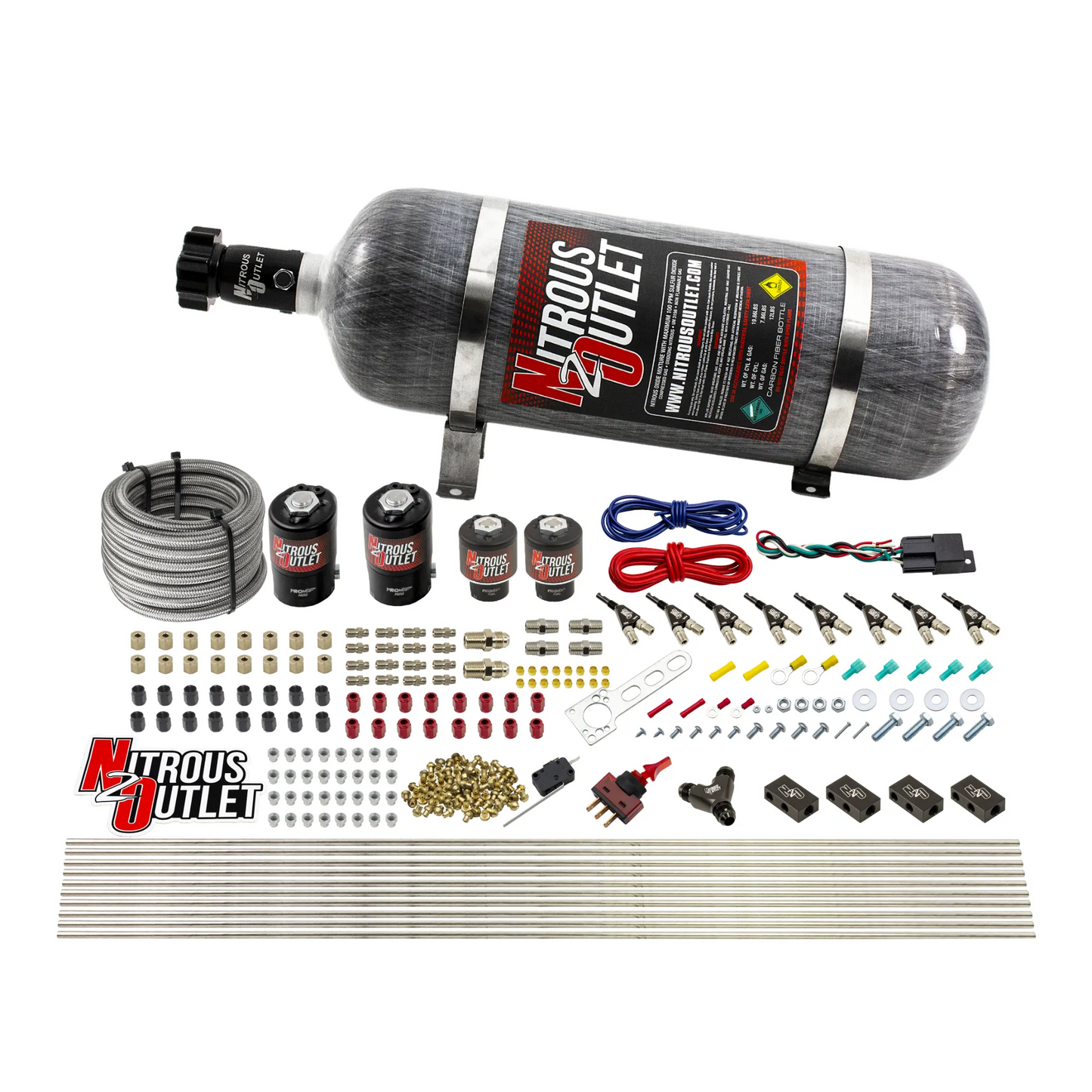 8 Cylinder Single Stage Direct Port Nitrous System - .122 Nitrous/.177 Fuel Solenoids