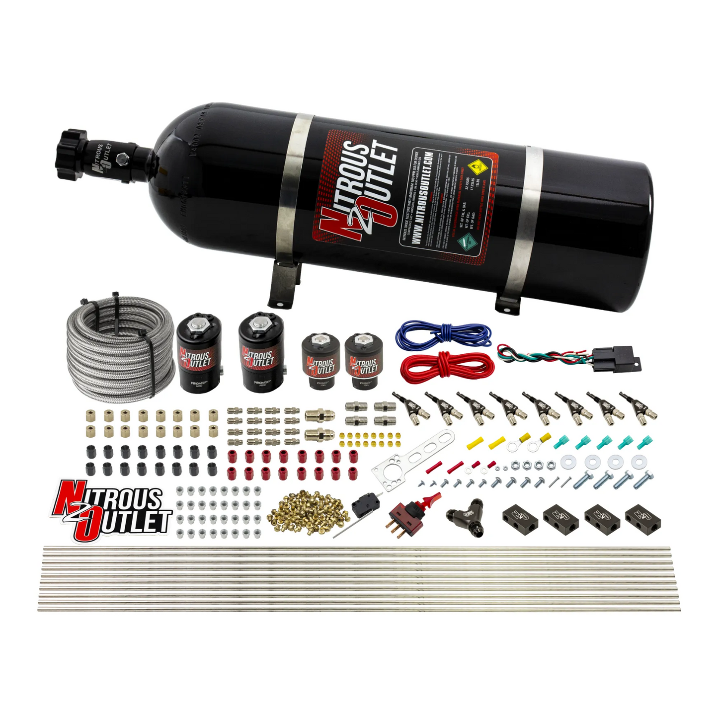 8 Cylinder Single Stage Direct Port Nitrous System - .122 Nitrous/.177 Fuel Solenoids