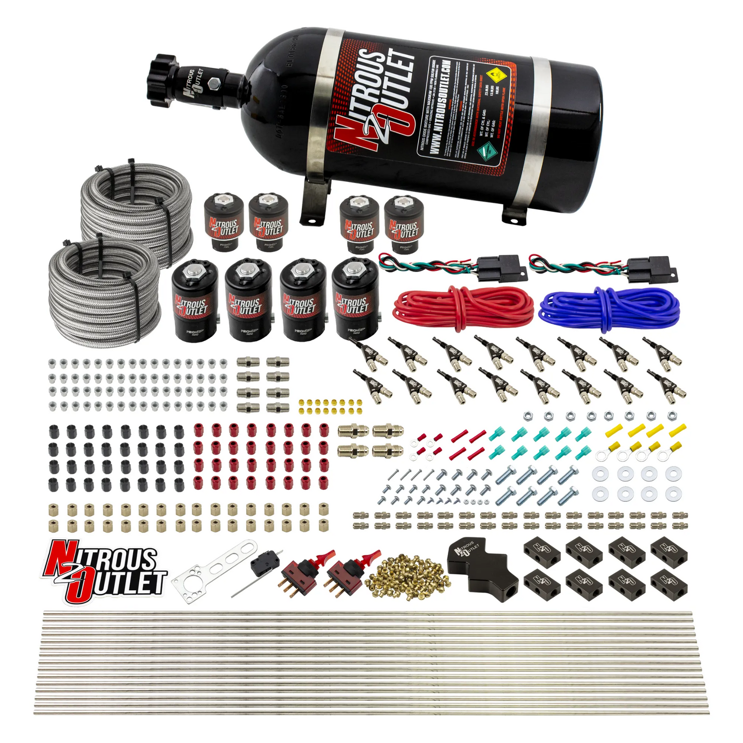 8 Cylinder Dual Stage Direct Port Nitrous System - .122 Nitrous/.177 Fuel Solenoids