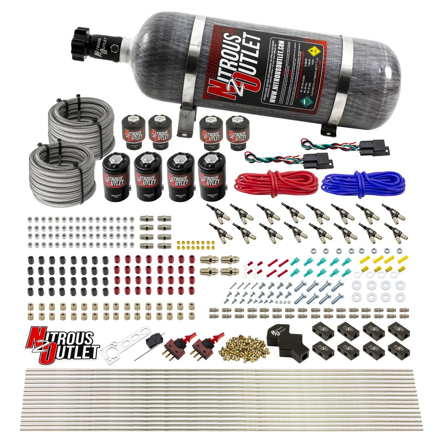 8 Cylinder Dual Stage Direct Port Nitrous System - .122 Nitrous/.177 Fuel Solenoids
