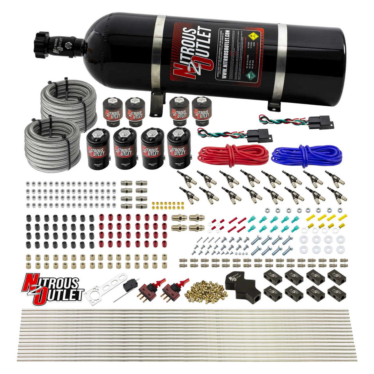 8 Cylinder Dual Stage Direct Port Nitrous System - .122 Nitrous/.177 Fuel Solenoids