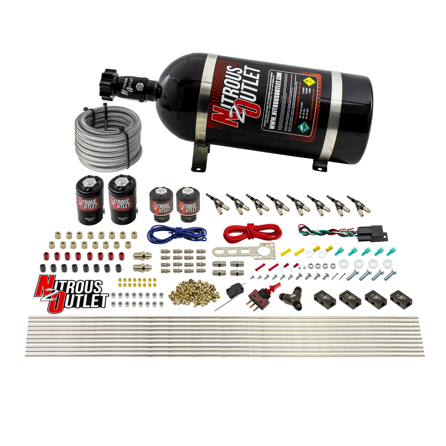 8 Cylinder Single Stage Direct Port Nitrous System - .112 Nitrous/.177 Fuel Solenoids
