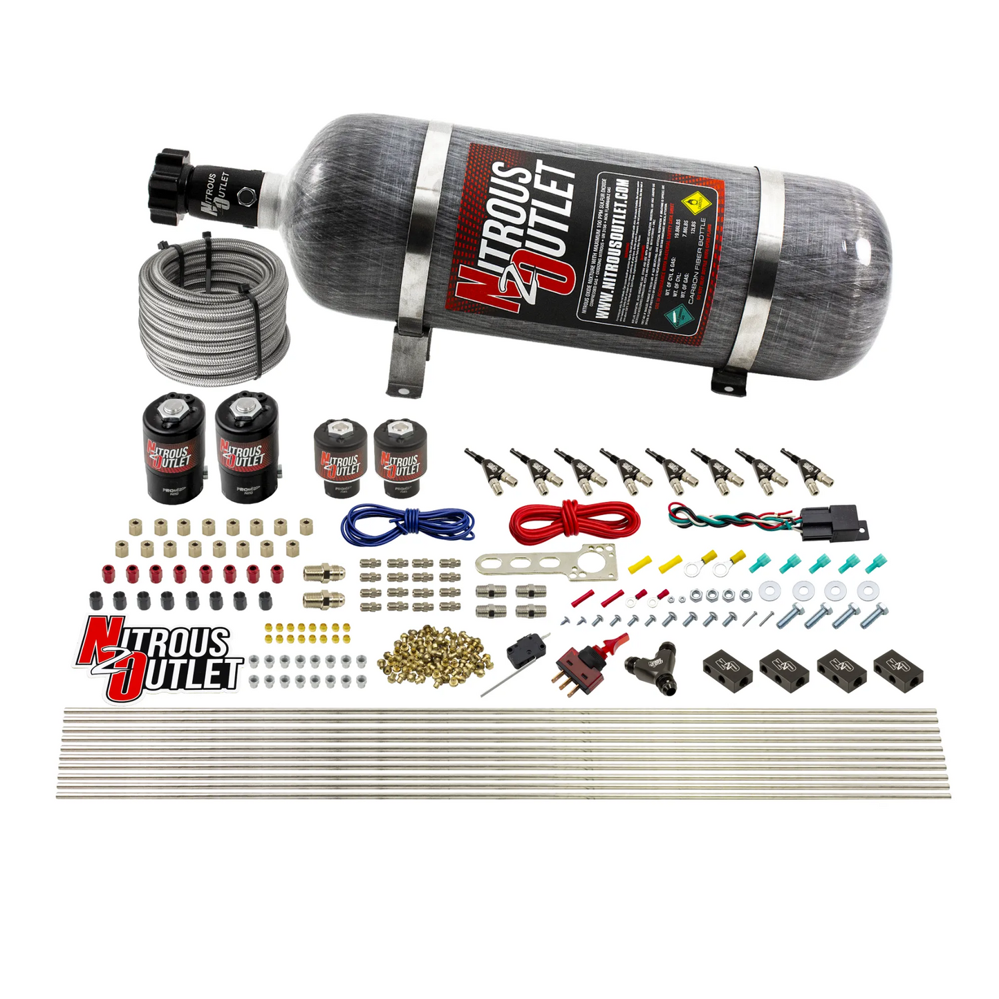 8 Cylinder Single Stage Direct Port Nitrous System - .112 Nitrous/.177 Fuel Solenoids