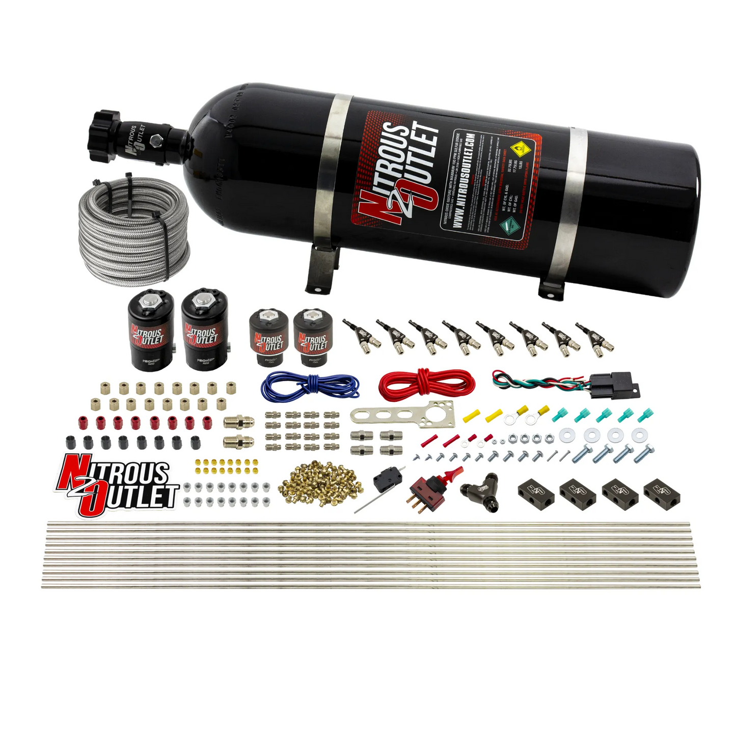 8 Cylinder Single Stage Direct Port Nitrous System - .112 Nitrous/.177 Fuel Solenoids