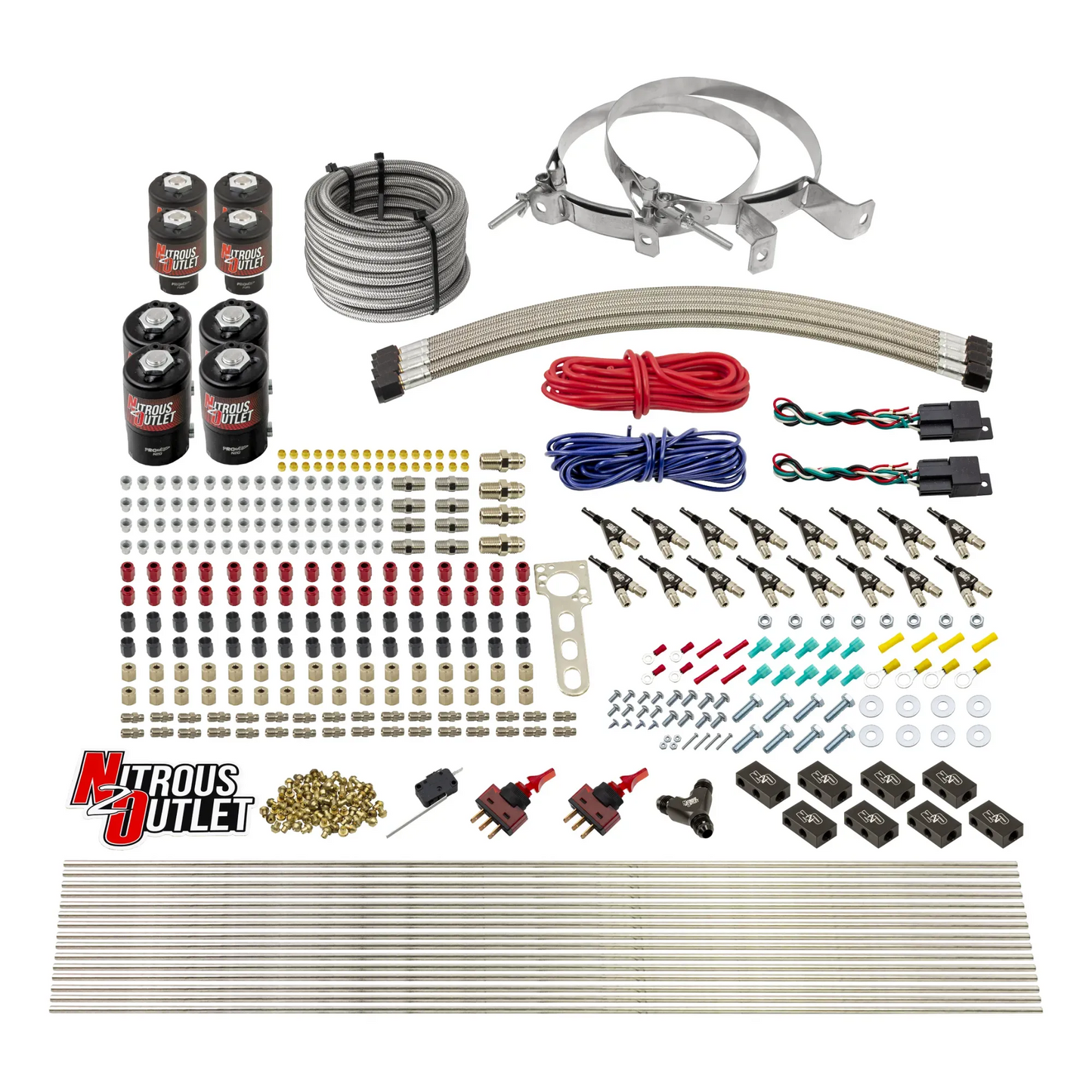 8 Cylinder Dual Stage Direct Port Nitrous System - .112 Nitrous/.177 Fuel Solenoids - E85