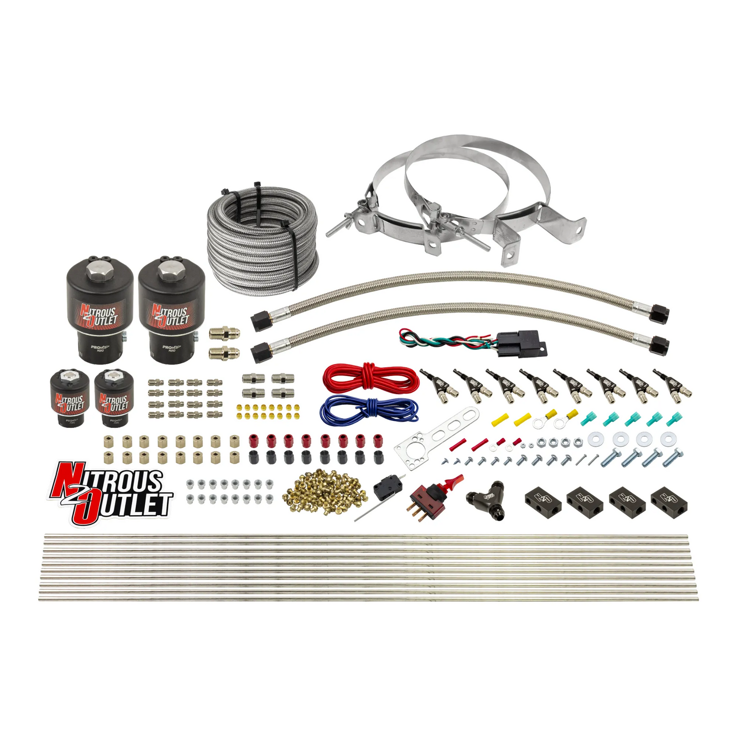 8 Cylinder Single Stage Direct Port Nitrous System - .178 Nitrous/.177 Fuel Solenoids - E85