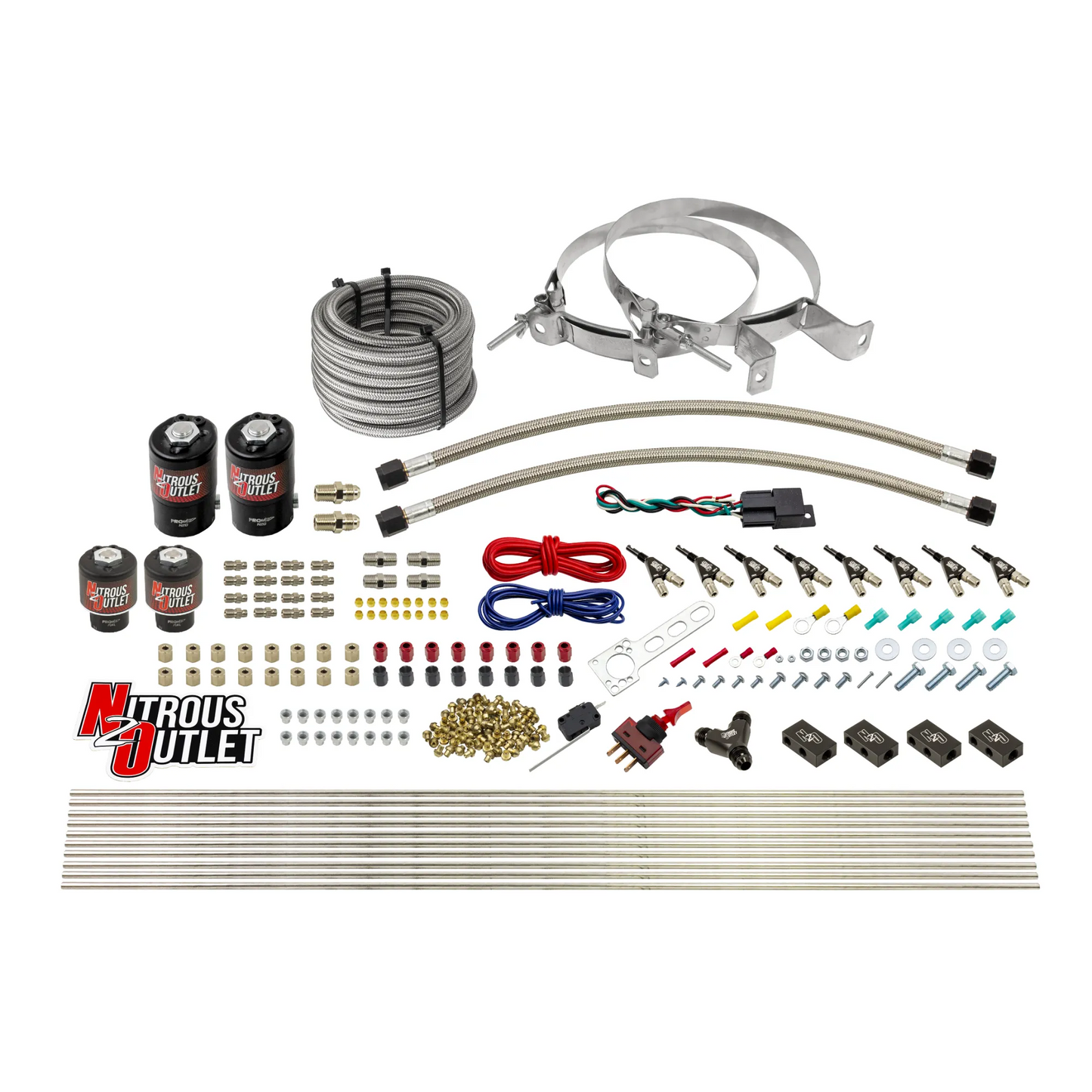 8 Cylinder Single Stage Direct Port Nitrous System - .122 Nitrous/.177 Fuel Solenoids