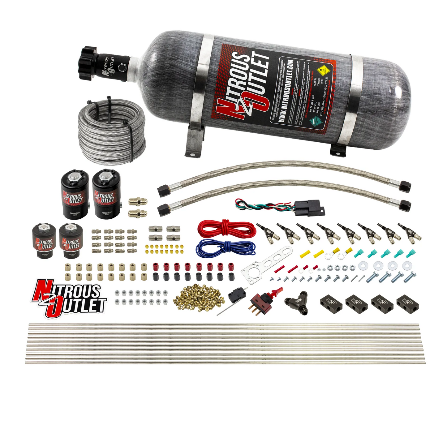 8 Cylinder Single Stage Direct Port Nitrous System - .122 Nitrous/.177 Fuel Solenoids