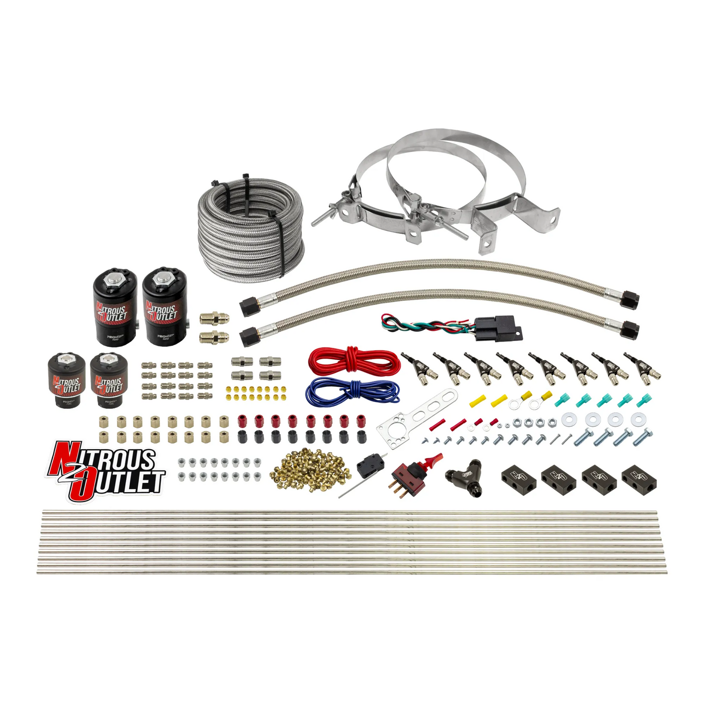8 Cylinder Single Stage Direct Port Nitrous System - .112 Nitrous/.177 Fuel Solenoids