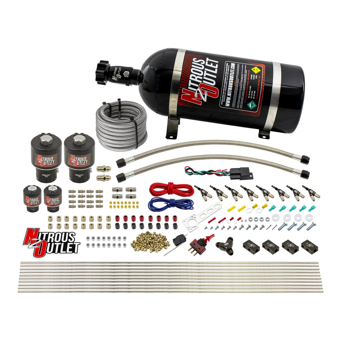 8 Cylinder Single Stage Direct Port Nitrous System - .178 Nitrous/.177 Fuel Solenoids