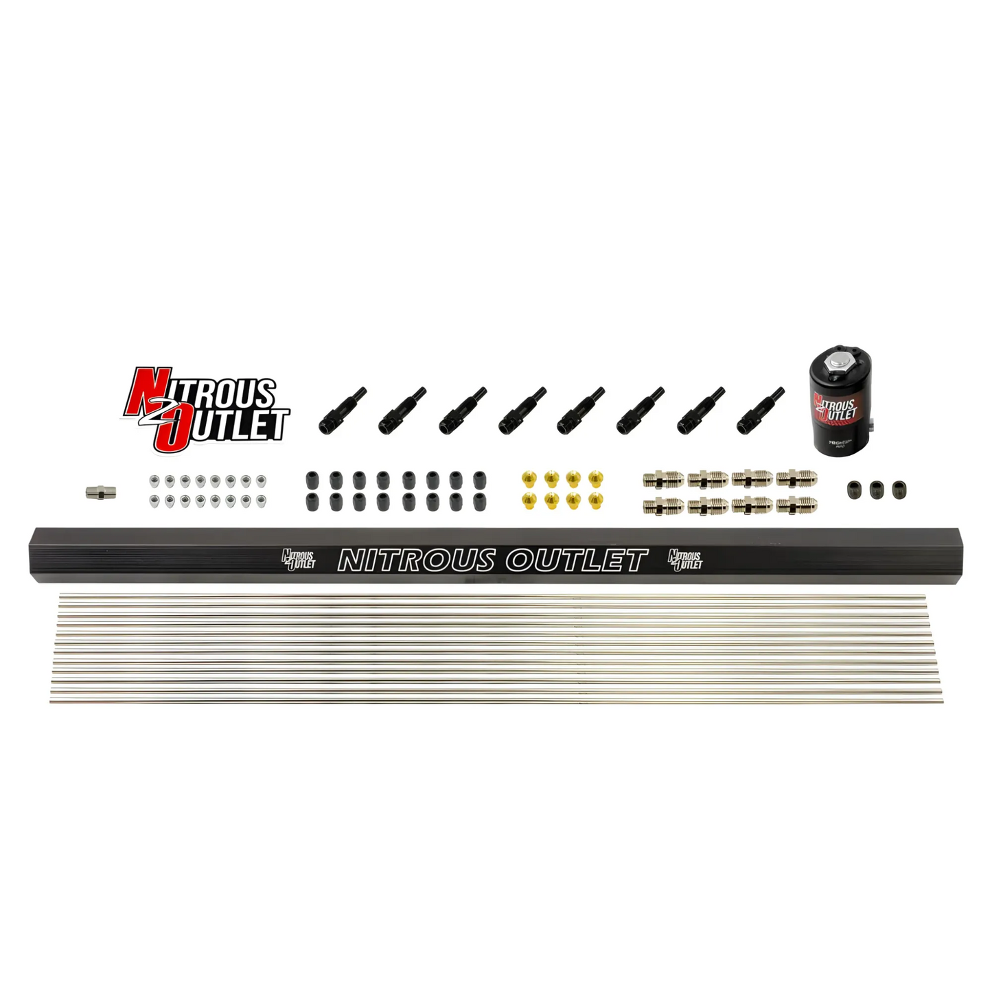 Dry 8 Cylinder 1 Solenoid Forward Plumbers Kit With Single Rail - Straight Blow Through Nozzles