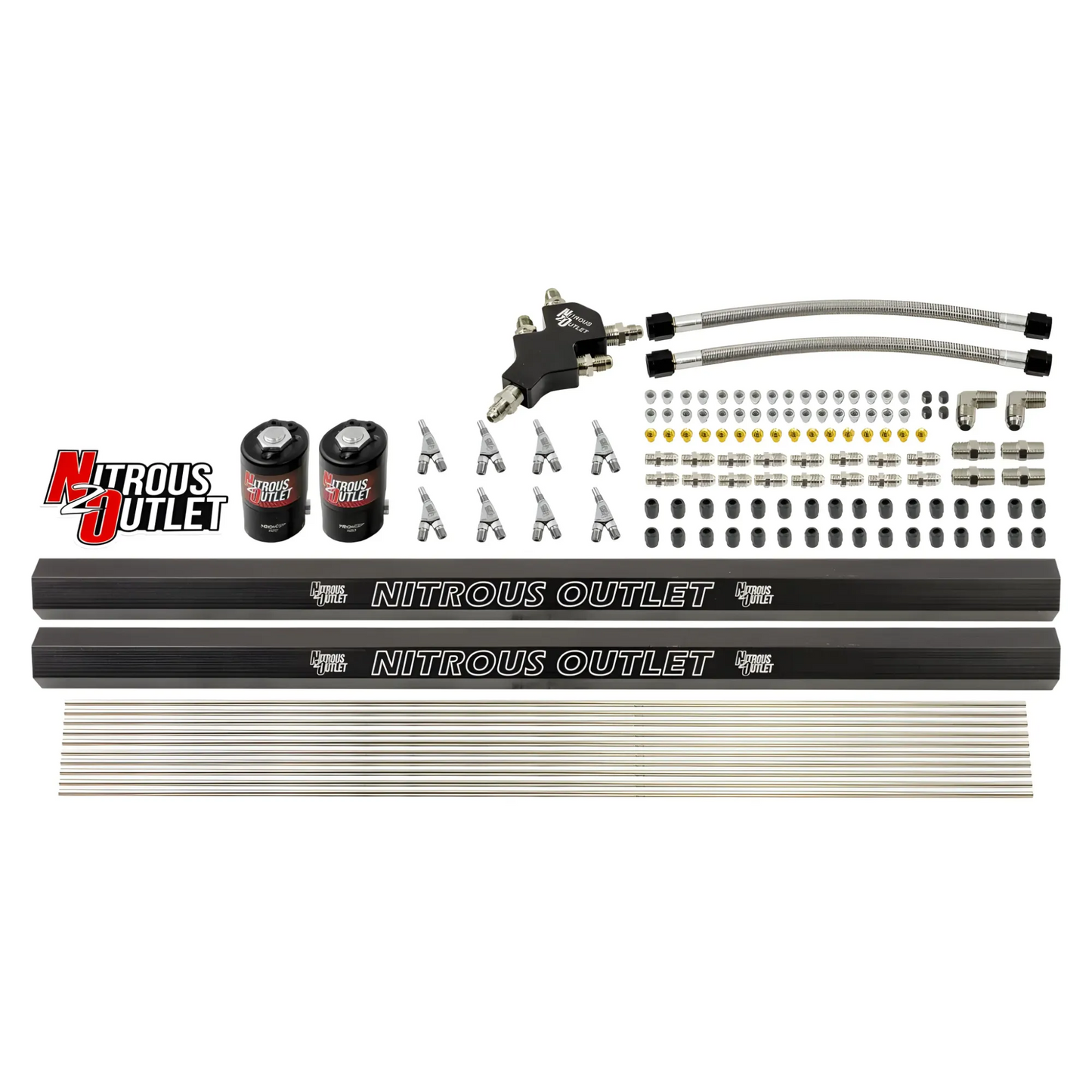 Dry Dual Stage 8 Cylinder 4 Solenoids Forward Plumbers Kit With Dual Rails