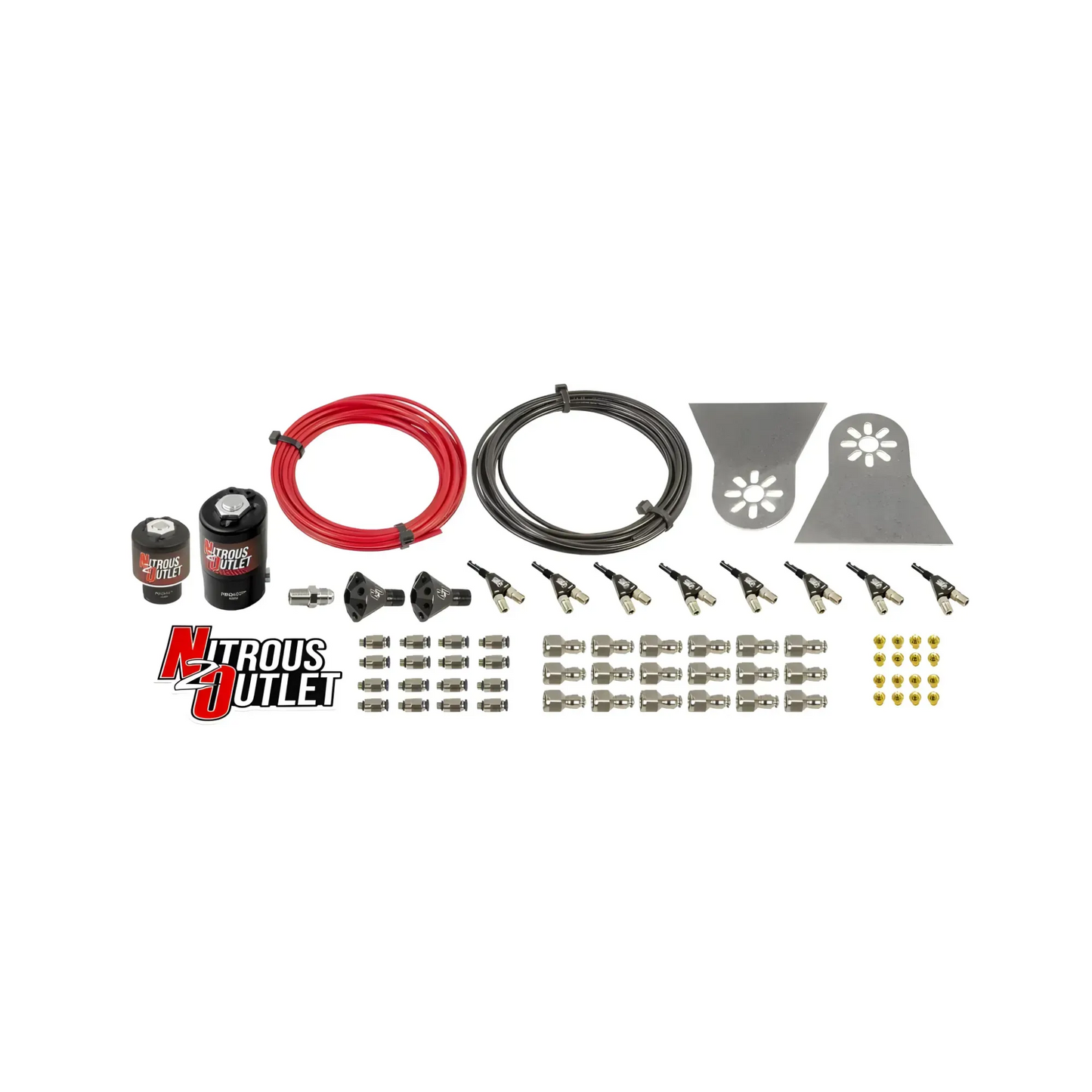 8 Cylinder 2 Solenoids Forward Nylon Hose Plumbers Kit - Showerhead Distribution Blocks - .122 Nitrous/.177 Fuel