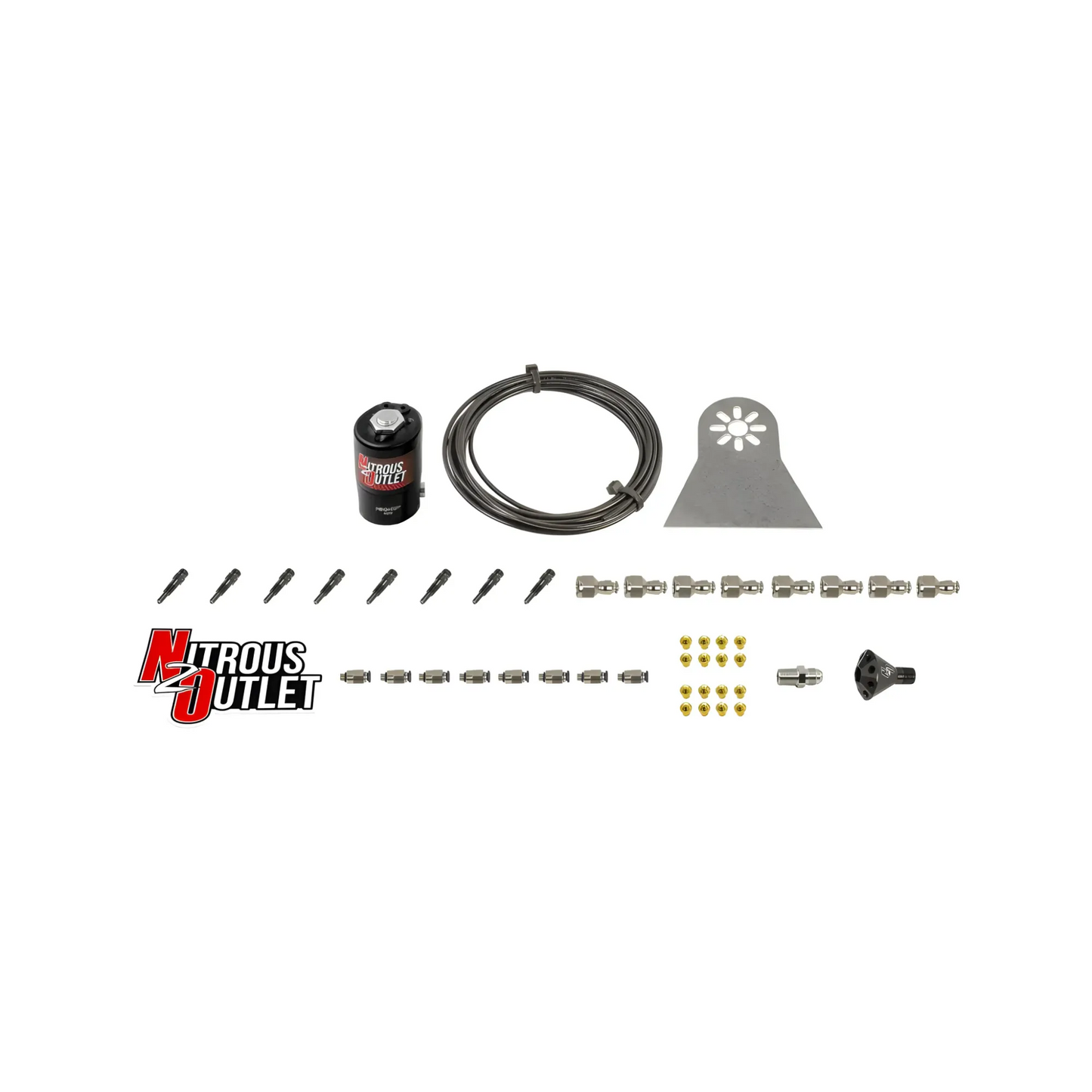 8 Cylinder Dry Nylon Hose Plumbers Kit - Showerhead Distribution Blocks - .112 Nitrous - Straight Blow Through Nozzles