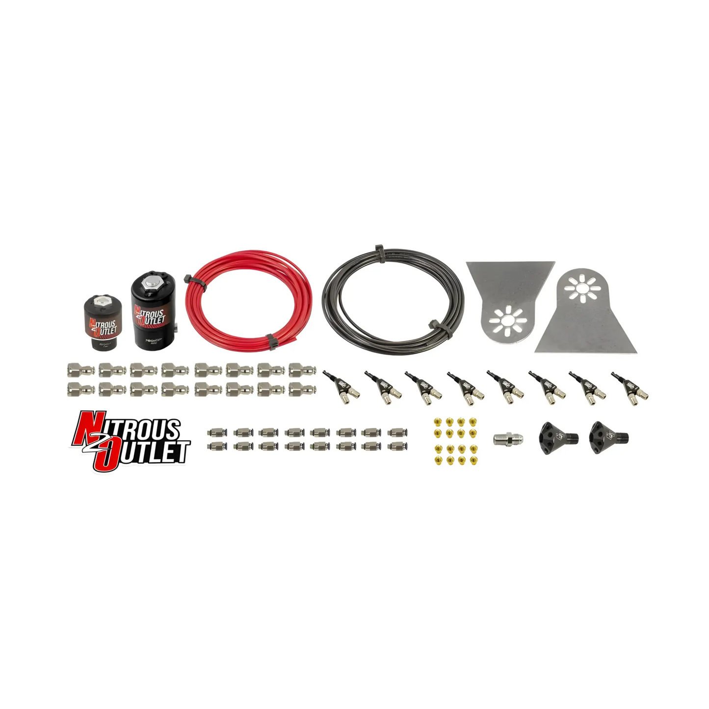 8 Cylinder 2 Solenoids Forward Nylon Hose Plumbers Kit - Showerhead Distribution Blocks - .112 Nitrous/.177 Fuel