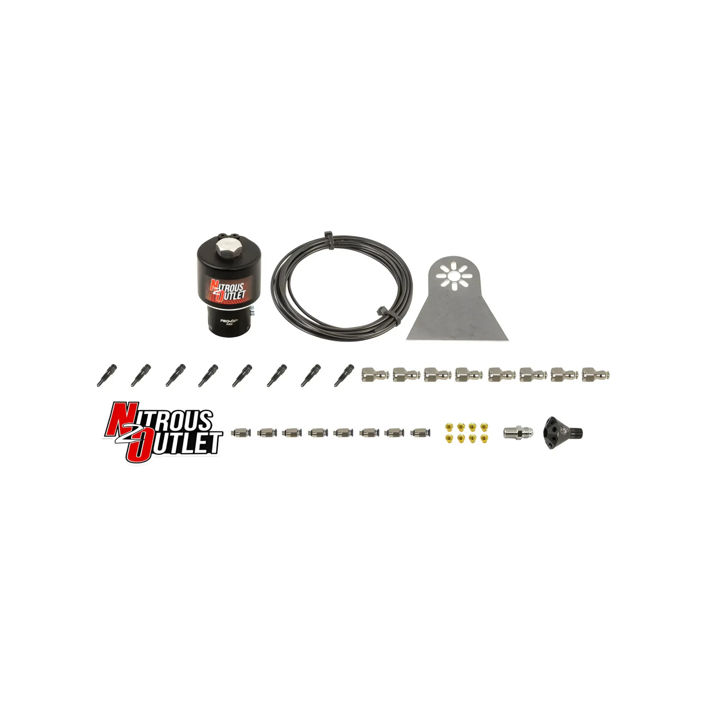 8 Cylinder Dry Nylon Hose Plumbers Kit - Showerhead Distribution Blocks - .112 Nitrous - Straight Blow Through Nozzles
