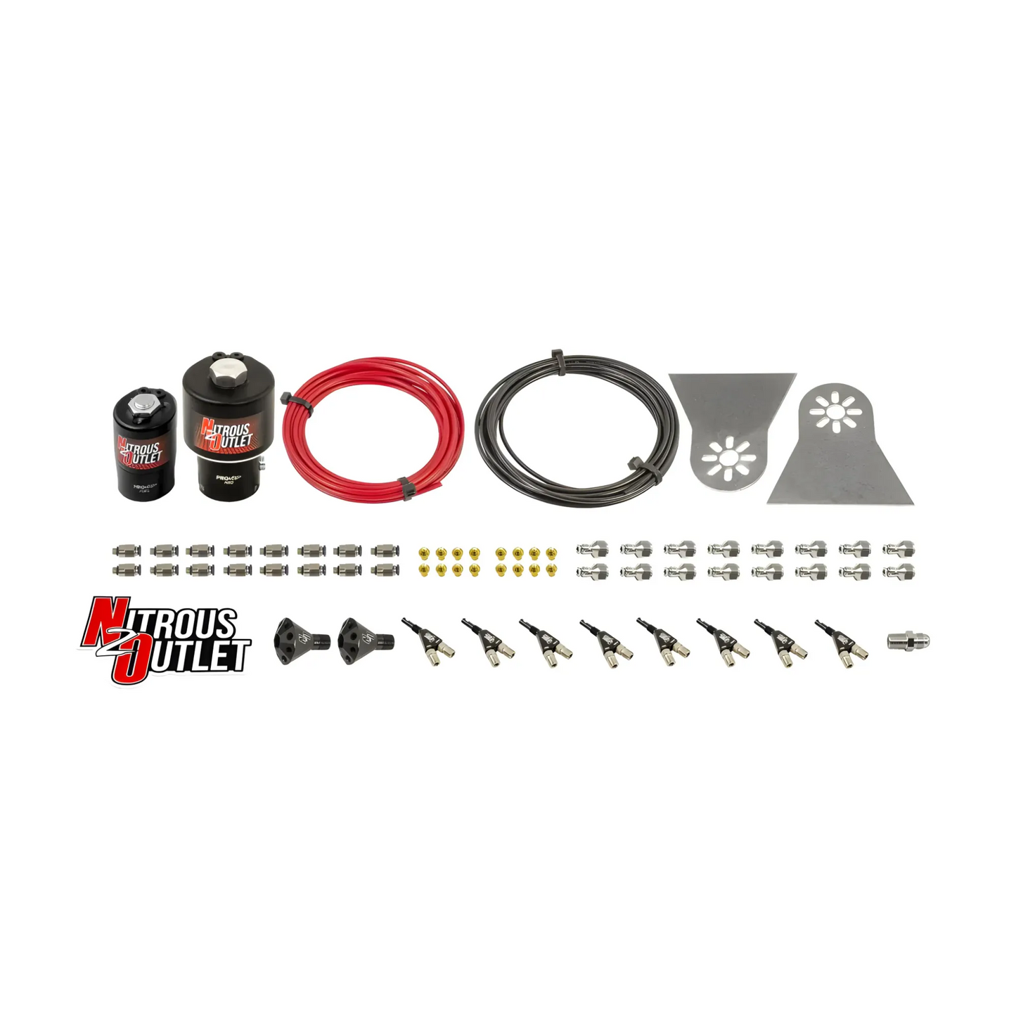 8 Cylinder 2 Solenoids Forward Nylon Hose Plumbers Kit - Showerhead Distribution Blocks - .178 Nitrous/.310 Fuel