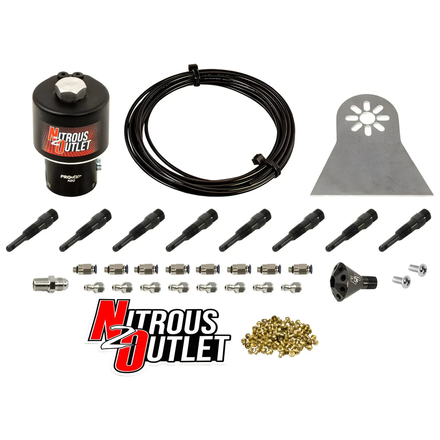 8 Cylinder Dry Nylon Hose Solenoids Forward Plumbers Kit - Showerhead Distribution Blocks - .178 Nitrous - 90° Nozzles