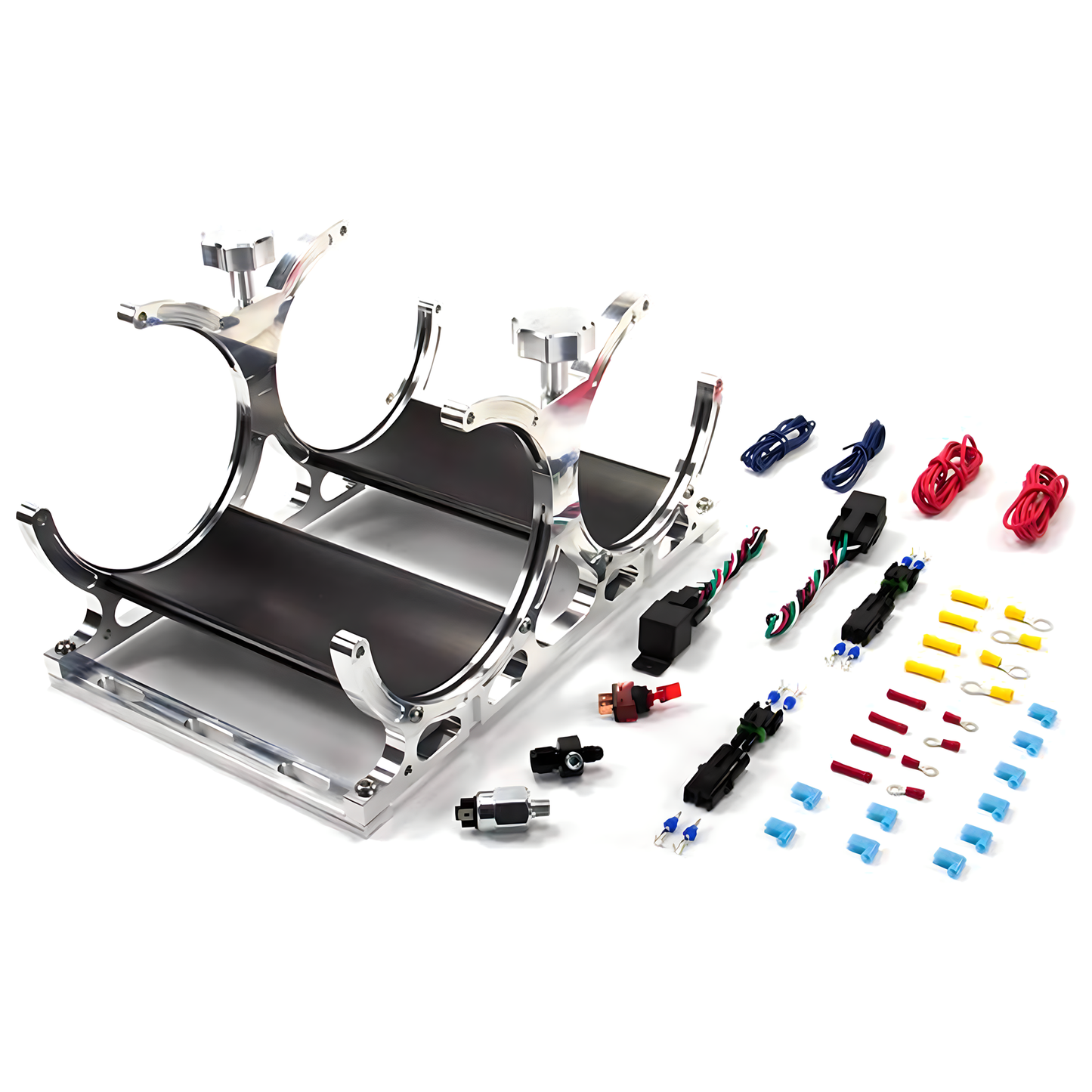 Vertical Dual Billet Aluminum Bottle Bracket with Accesories