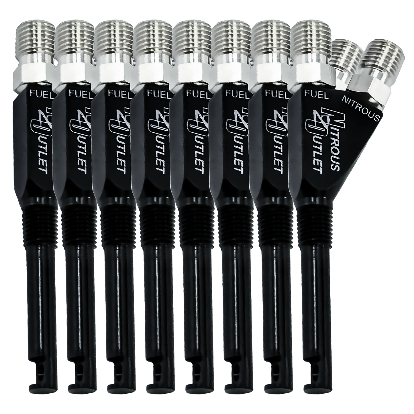 Nitrous Outlet 1/16" NPT Extended Reach Wet Nitrous Nozzle - 8 Pack/90 Degree Discharge/Aluminum