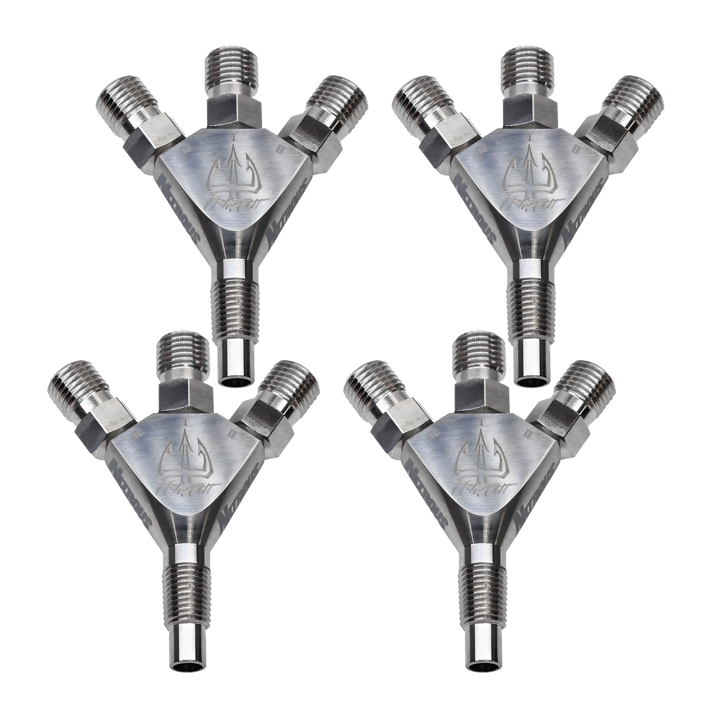 Trident Ti 1/16" NPT Three Stage Dry Nitrous Nozzle - 4 Pack/Straight Discharge/Titanium