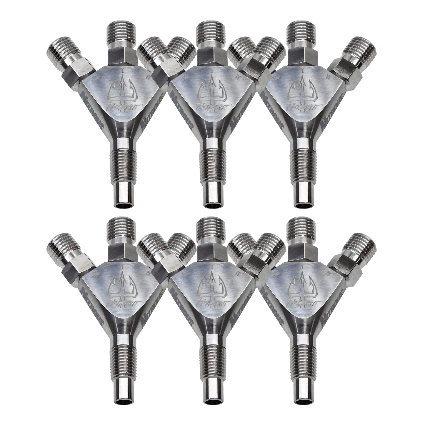 Trident Ti 1/16" NPT Three Stage Dry Nitrous Nozzle - 6 Pack/Straight Discharge/Titanium