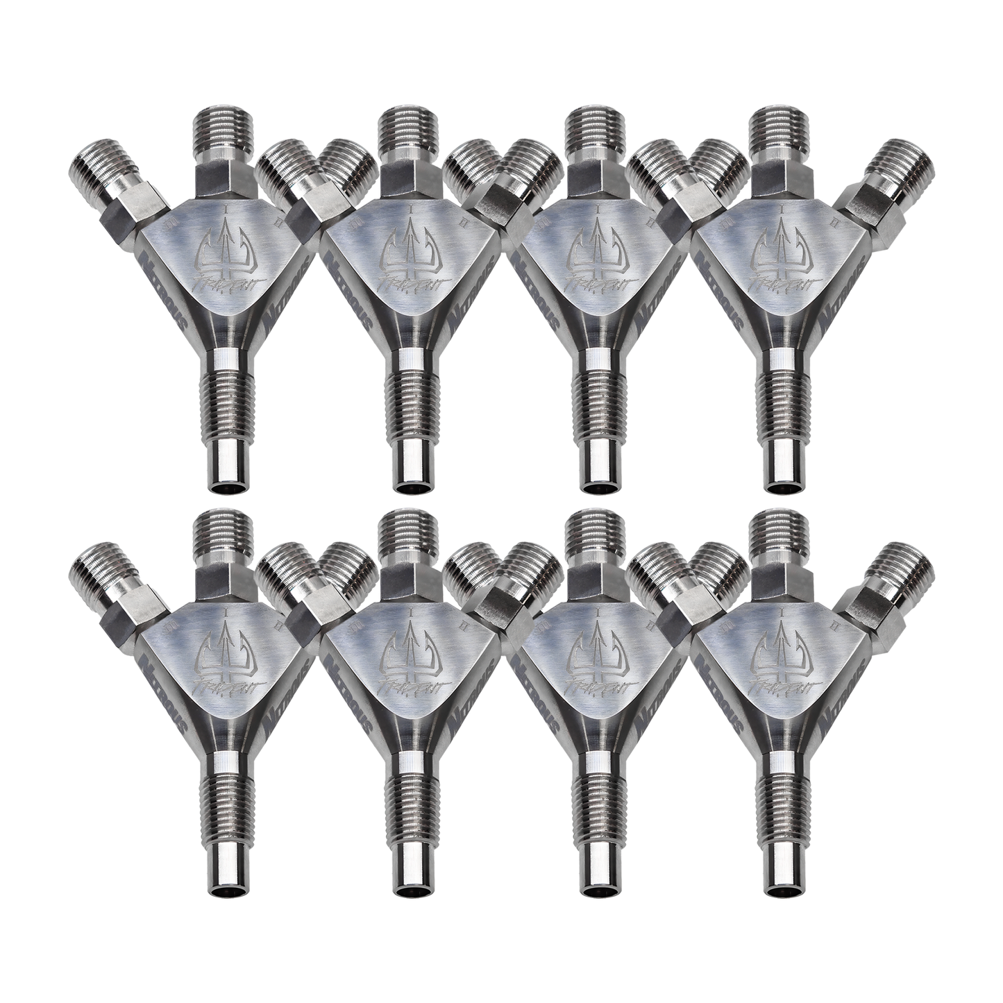 Trident Ti 1/16" NPT Three Stage Dry Nitrous Nozzle - 8 Pack/Straight Discharge/Titanium