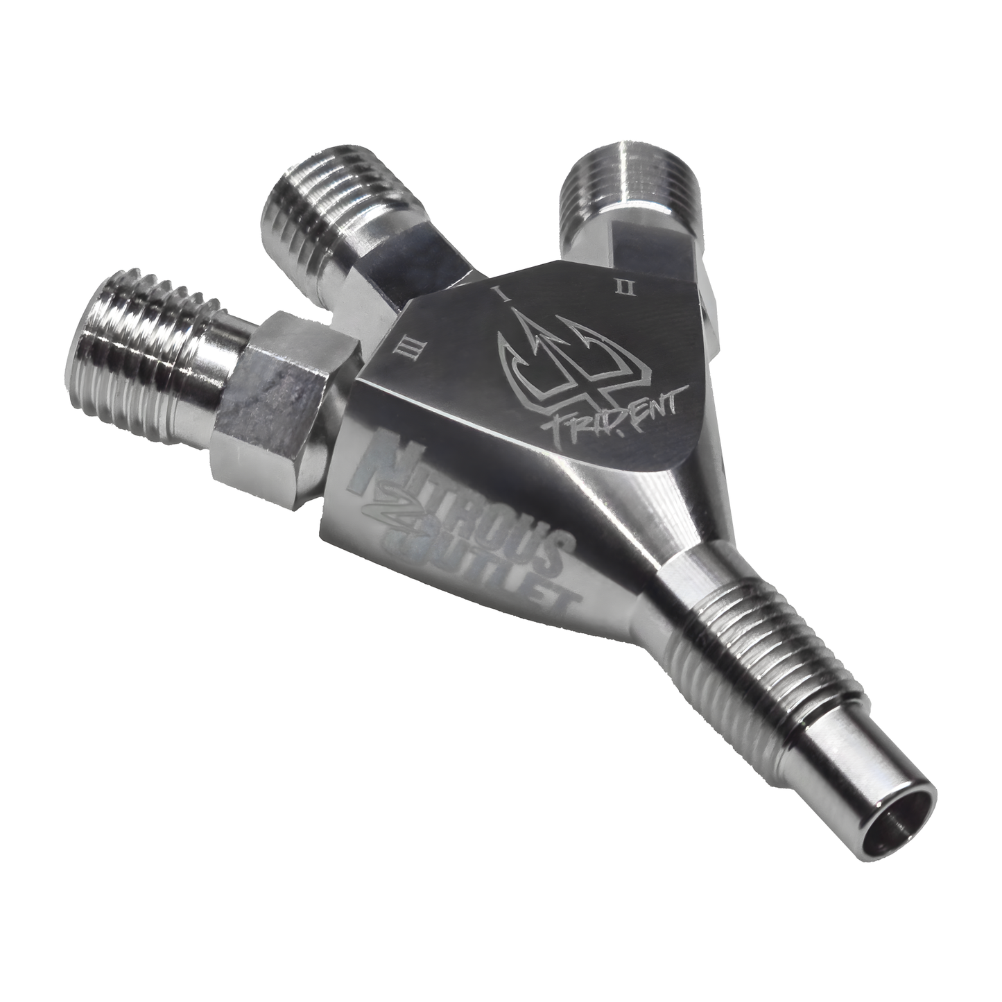Trident Ti 1/16" NPT Three Stage Dry Nitrous Nozzle - Straight Discharge/Titanium